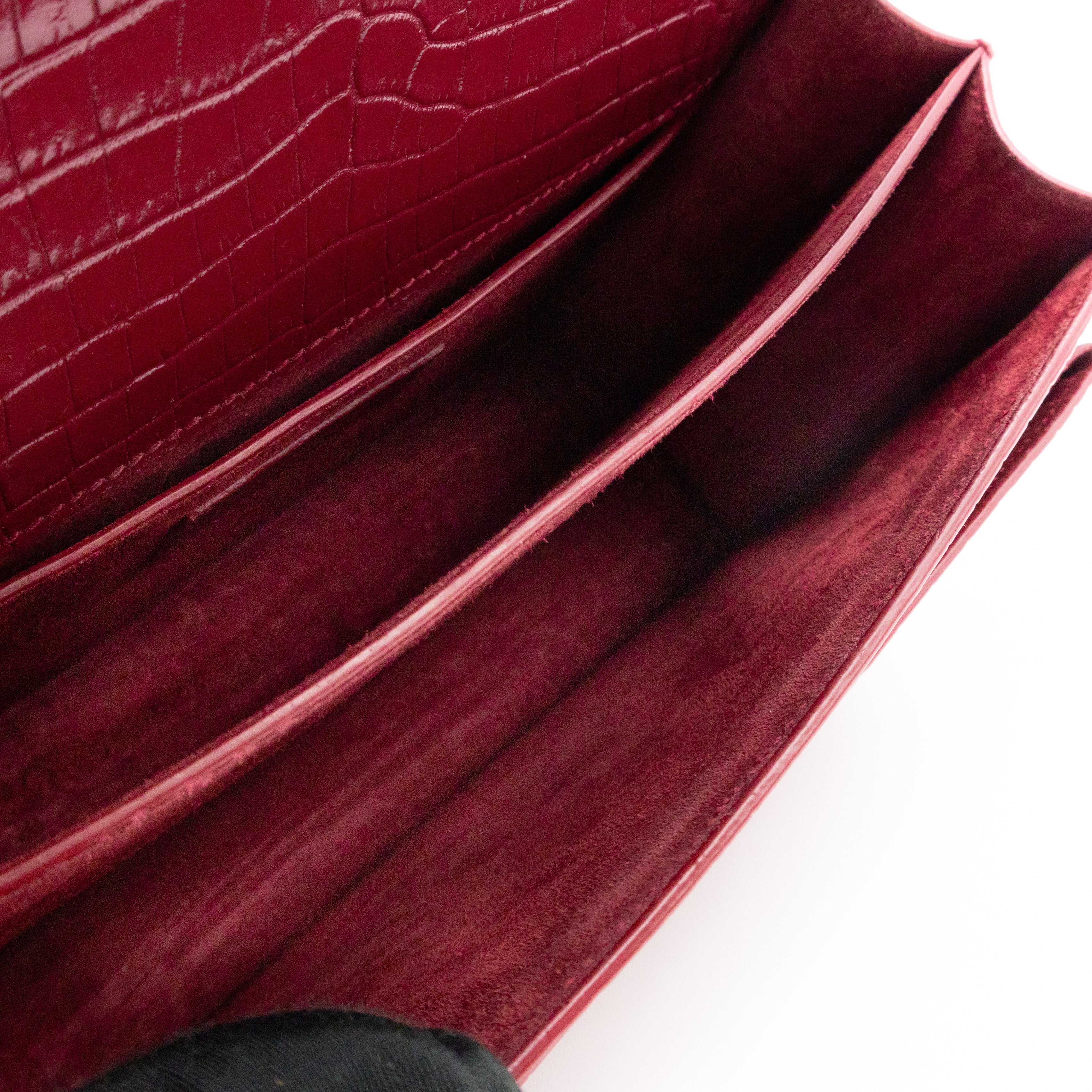Sunset Medium Red Leather Croc Embossed