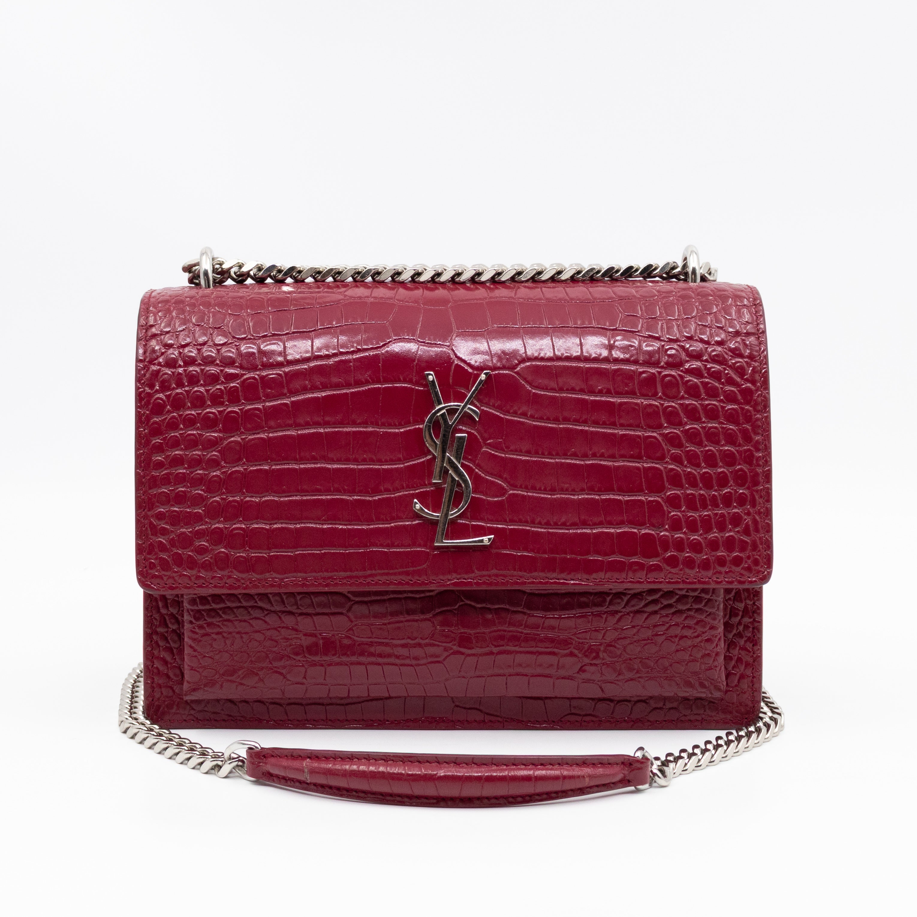 Sunset Medium Red Leather Croc Embossed