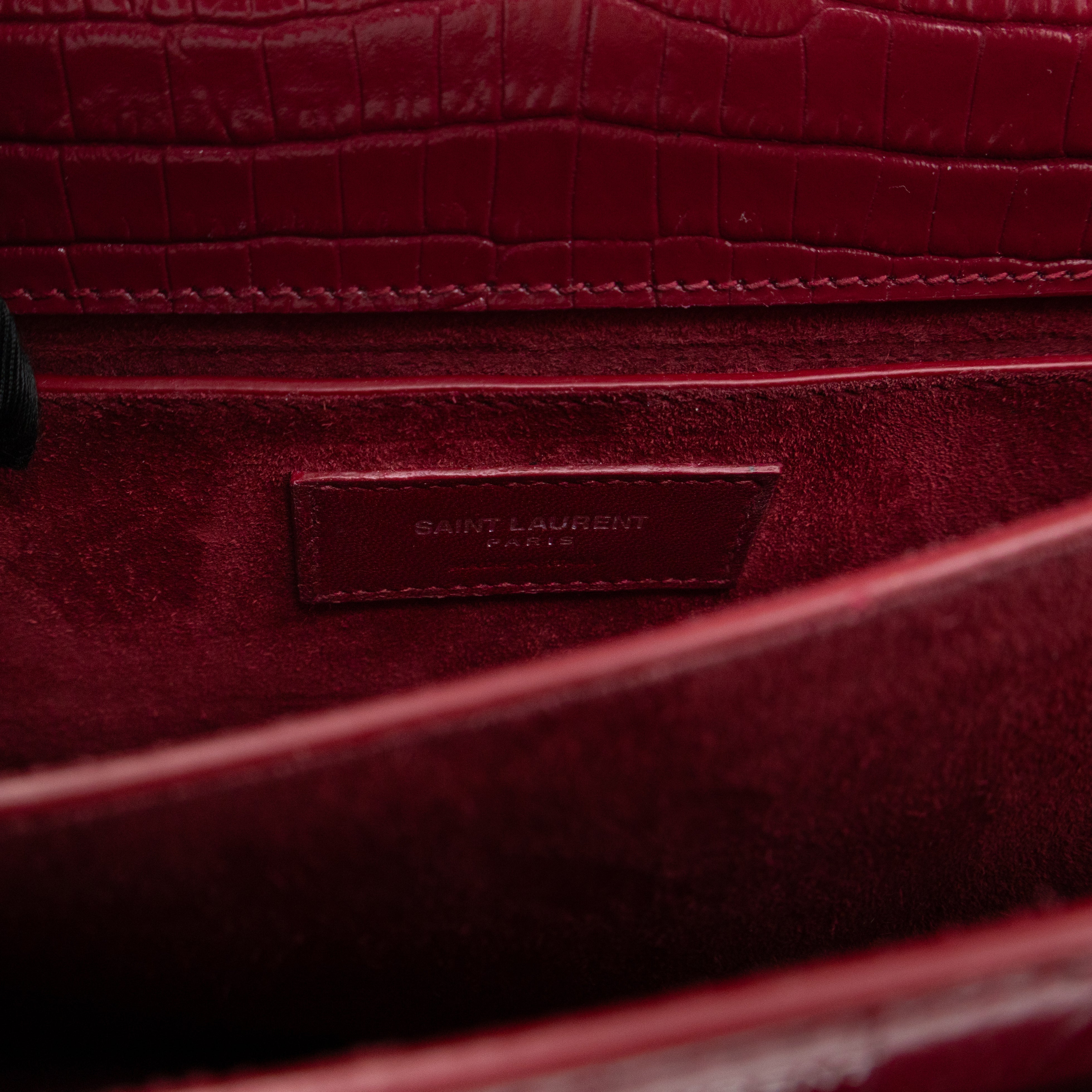 Sunset Medium Red Leather Croc Embossed