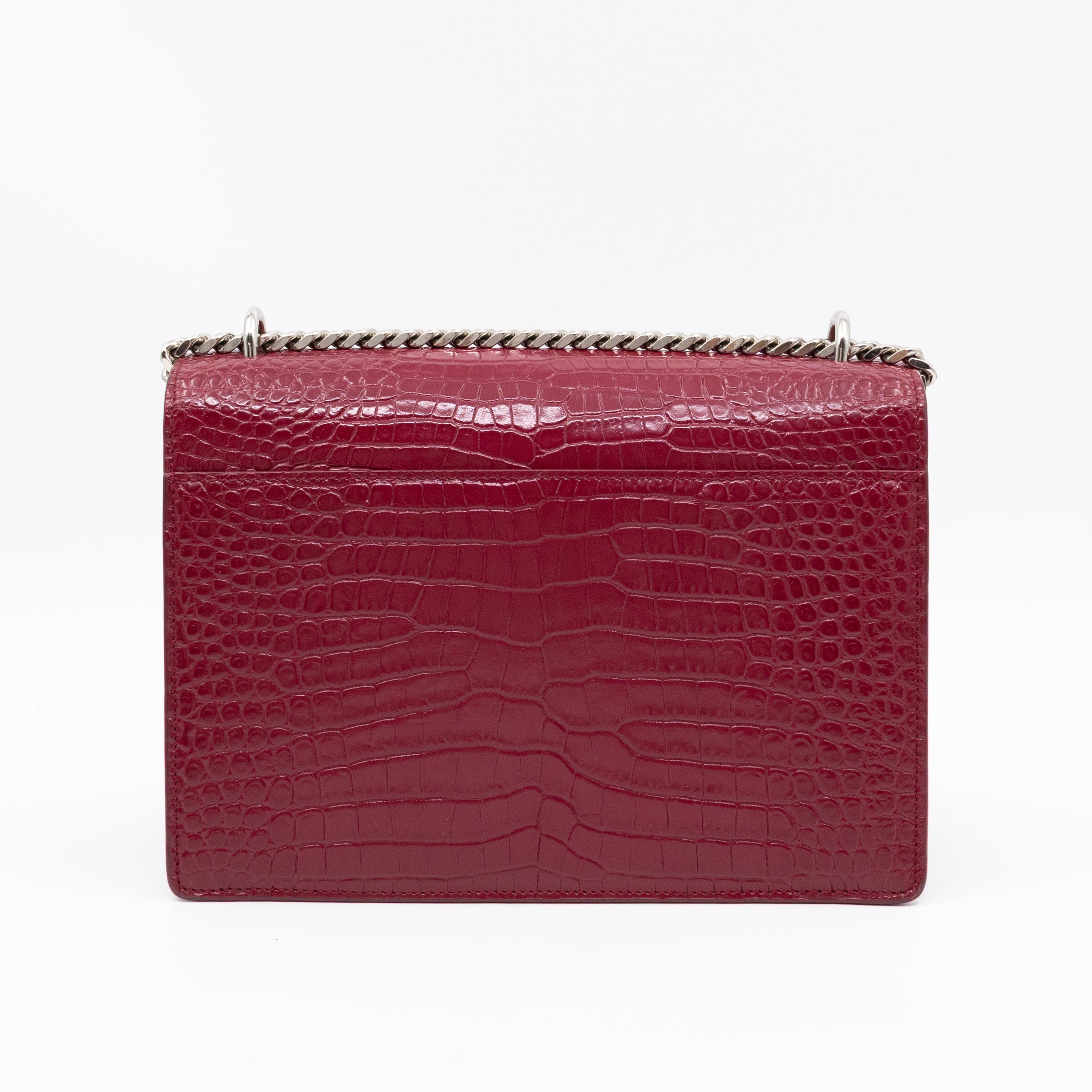 Sunset Medium Red Leather Croc Embossed