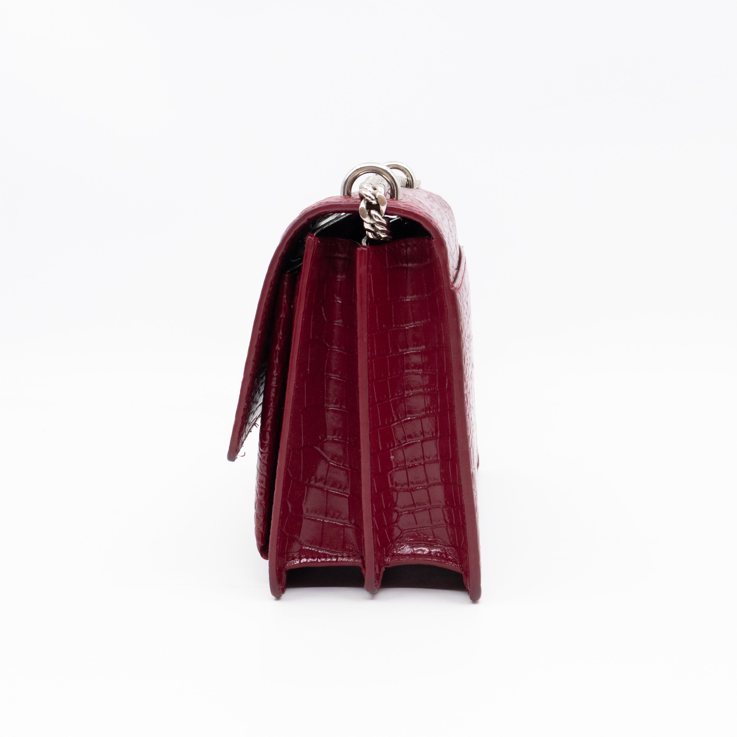 Sunset Medium Red Leather Croc Embossed