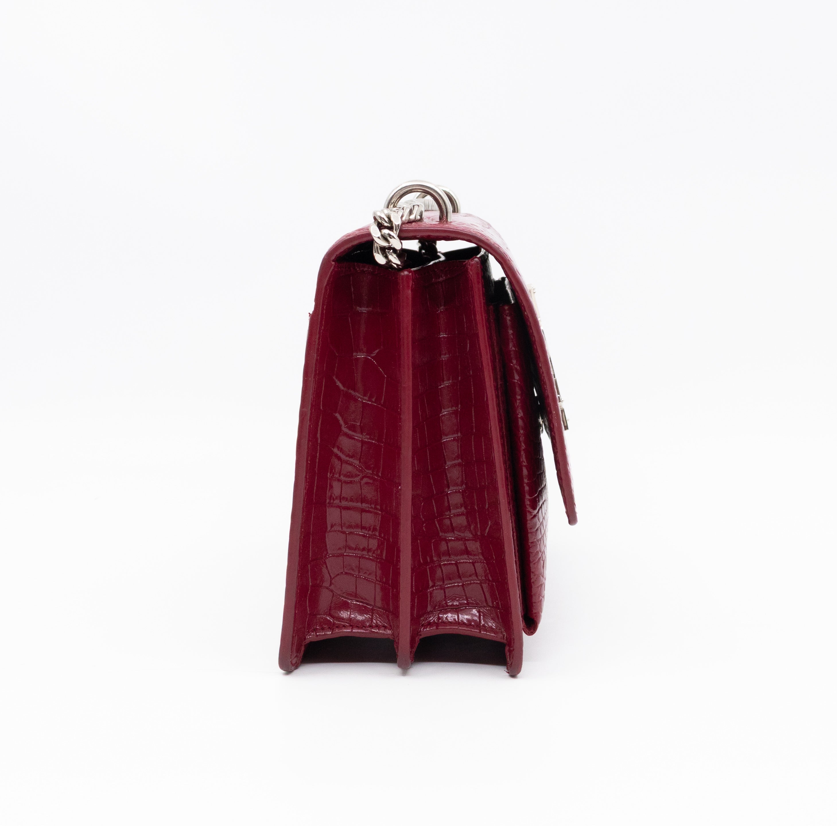 Sunset Medium Red Leather Croc Embossed