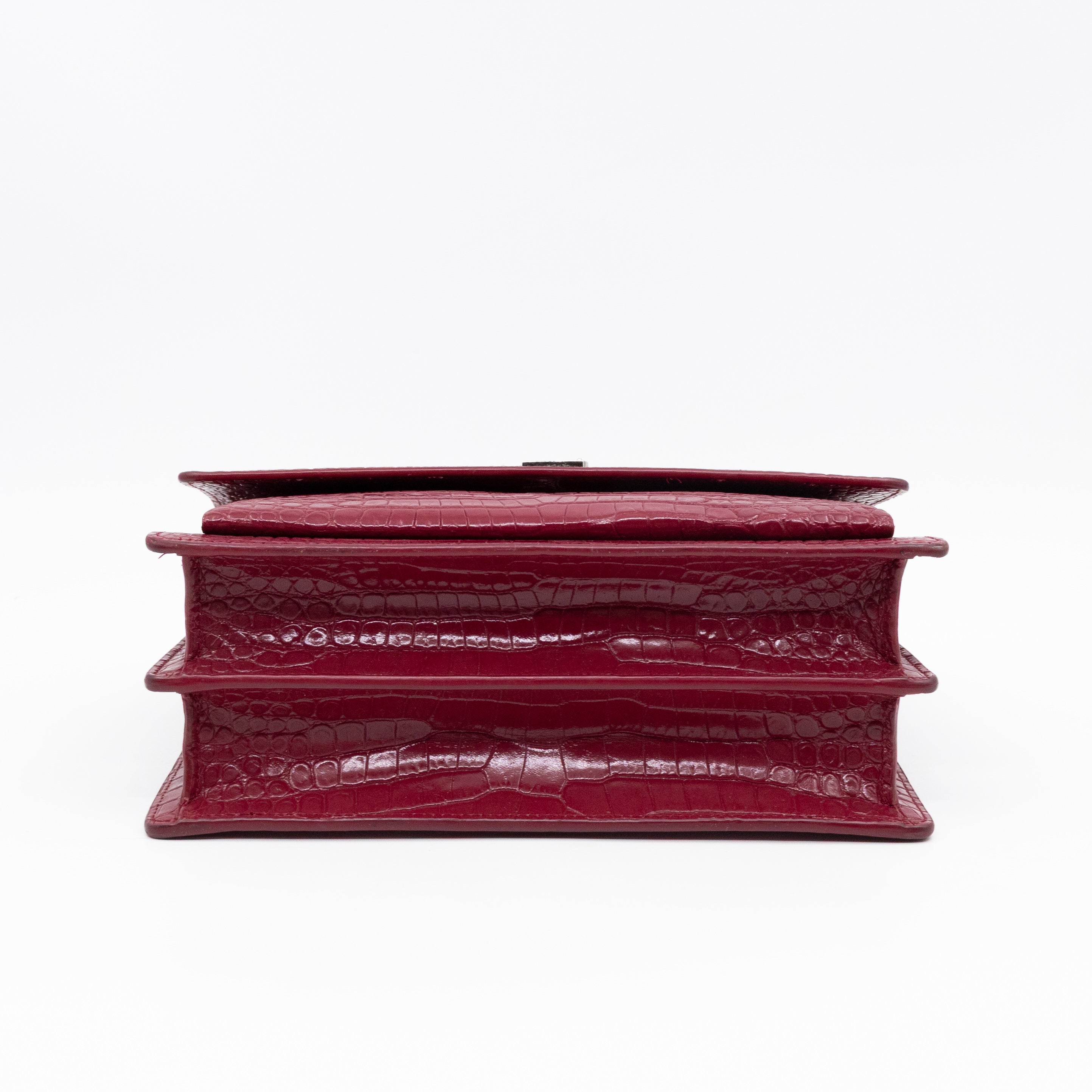 Sunset Medium Red Leather Croc Embossed