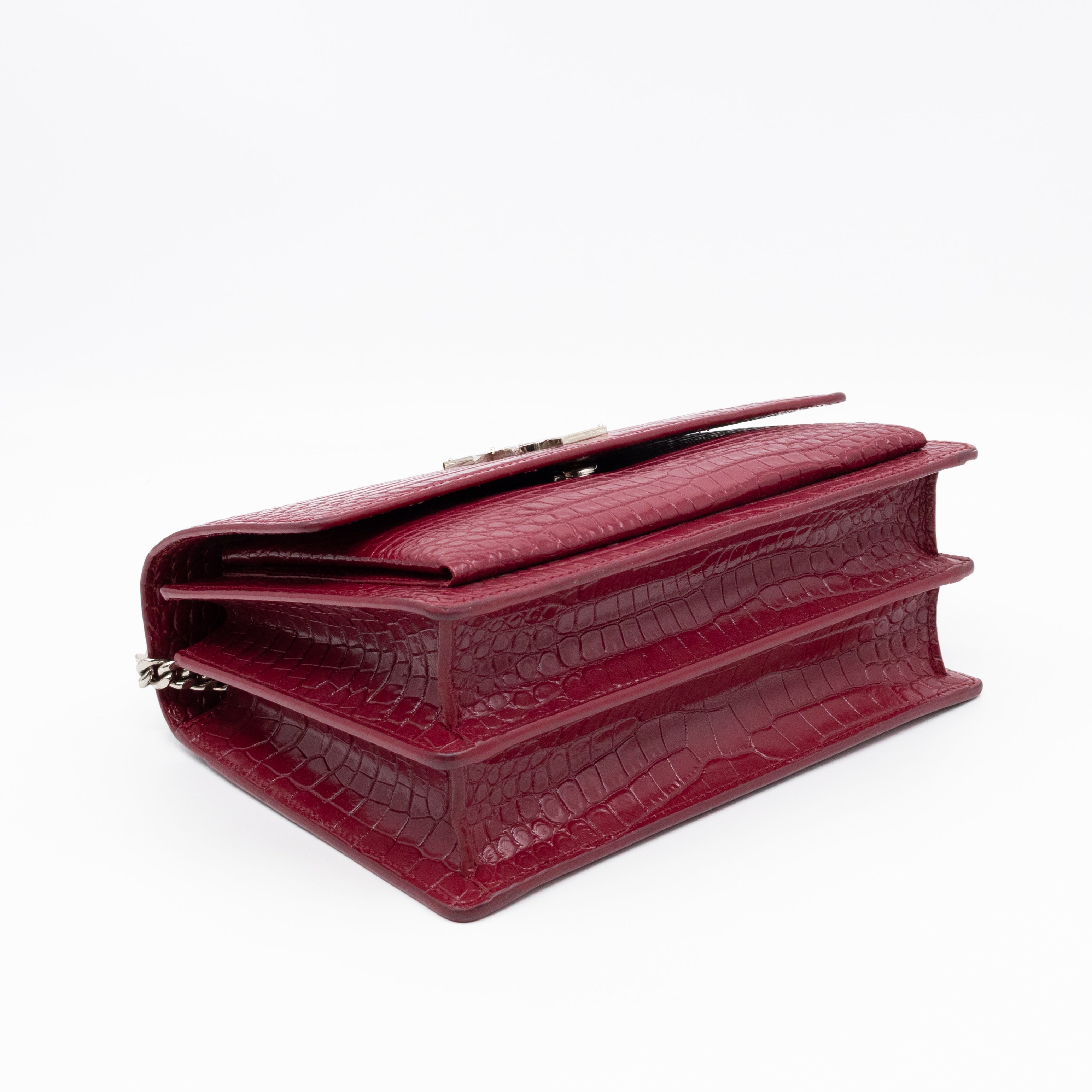 Sunset Medium Red Leather Croc Embossed