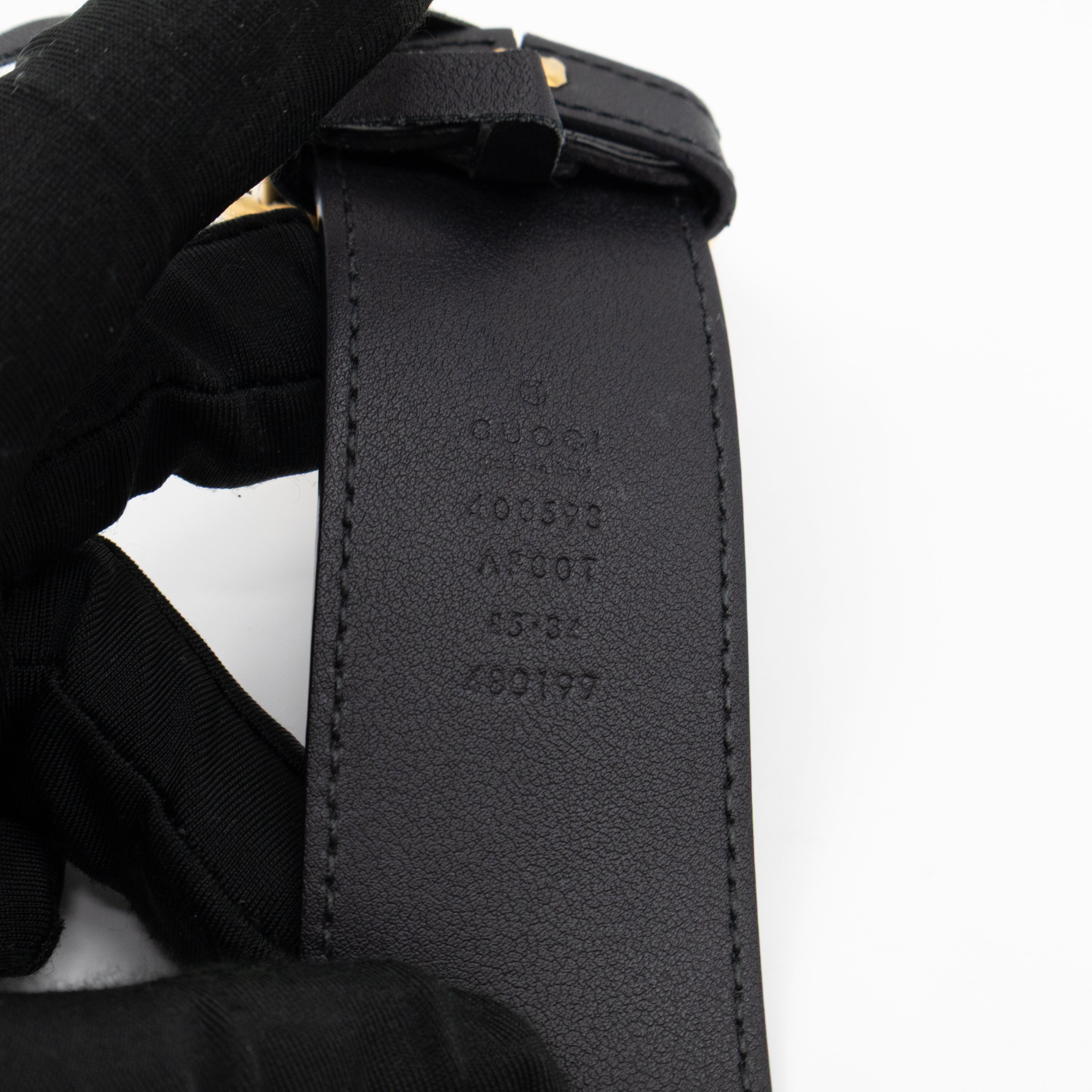 GG Marmont Wide Black Leather Belt 85/34