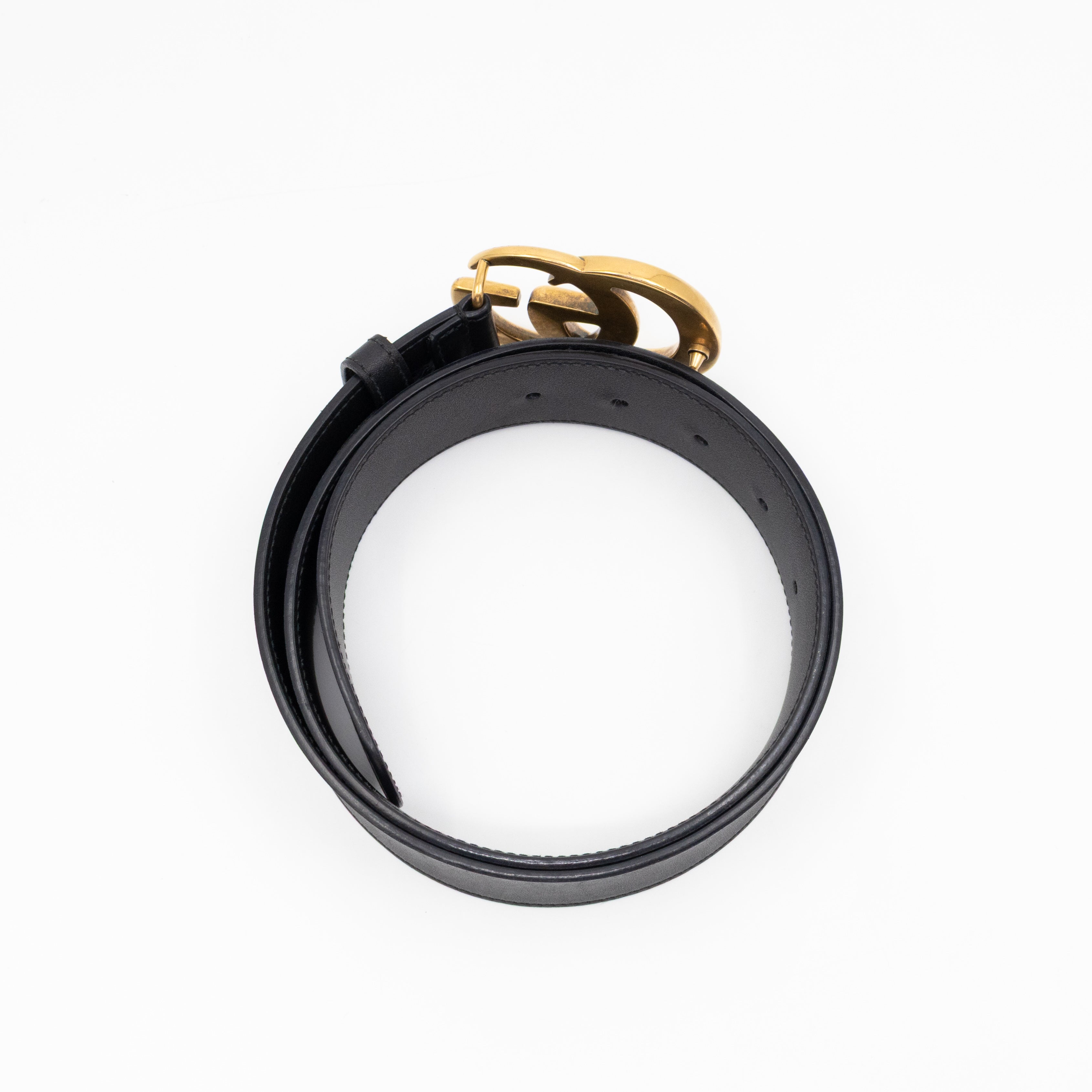 GG Marmont Wide Black Leather Belt 85/34