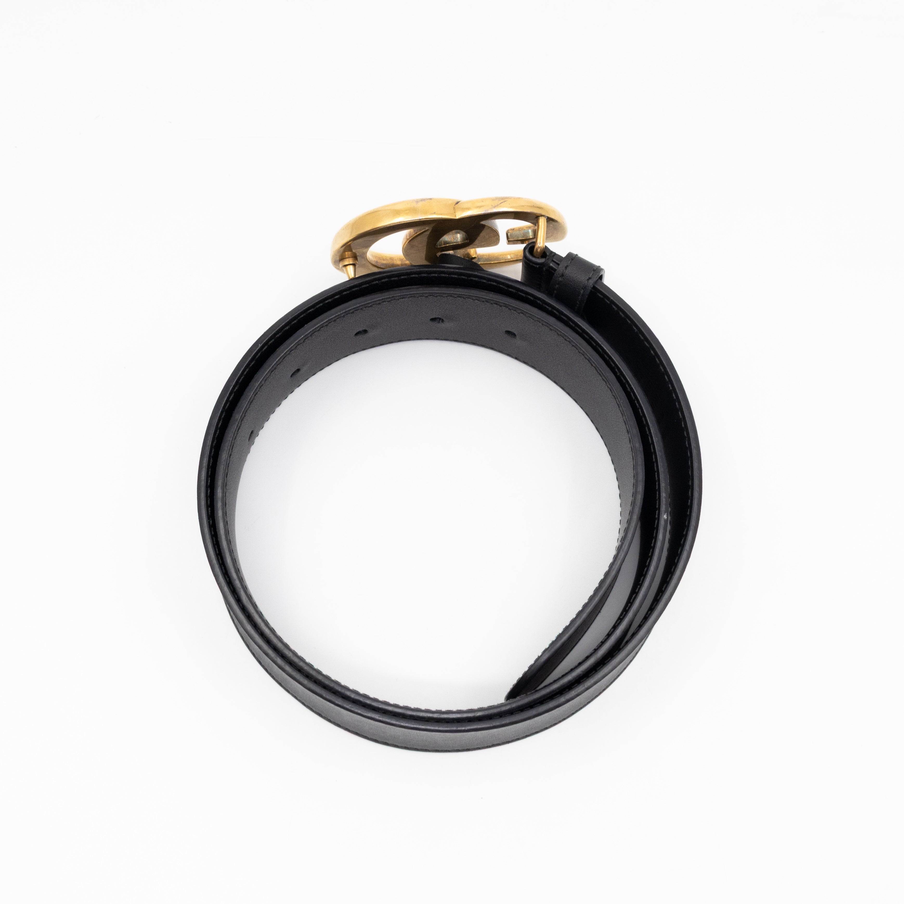 GG Marmont Wide Black Leather Belt 85/34