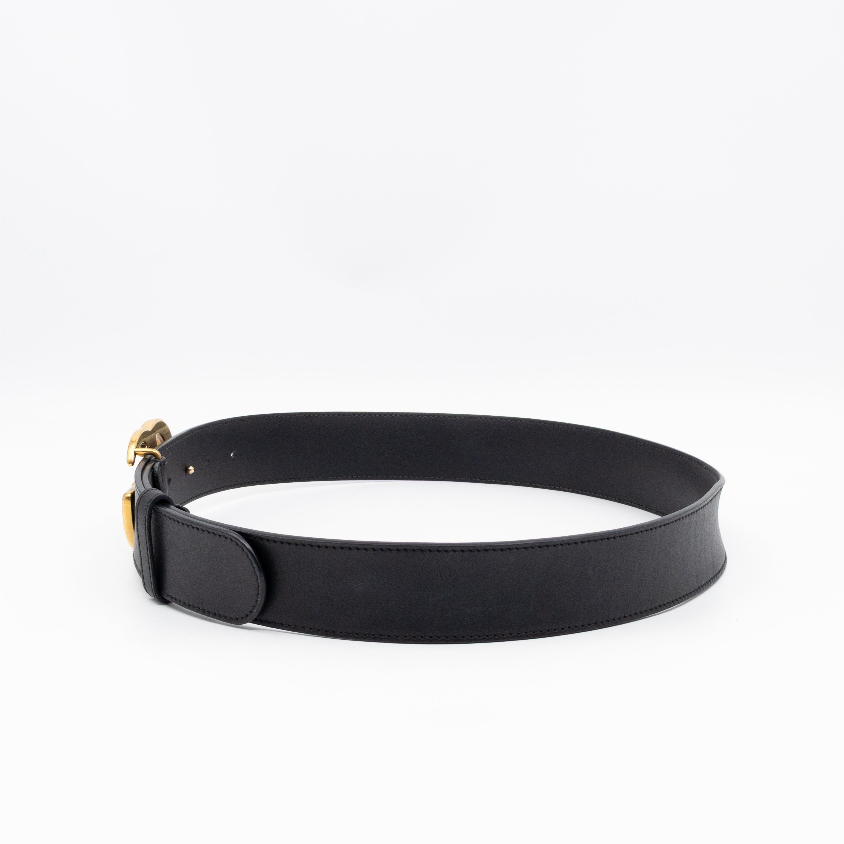GG Marmont Wide Black Leather Belt 85/34