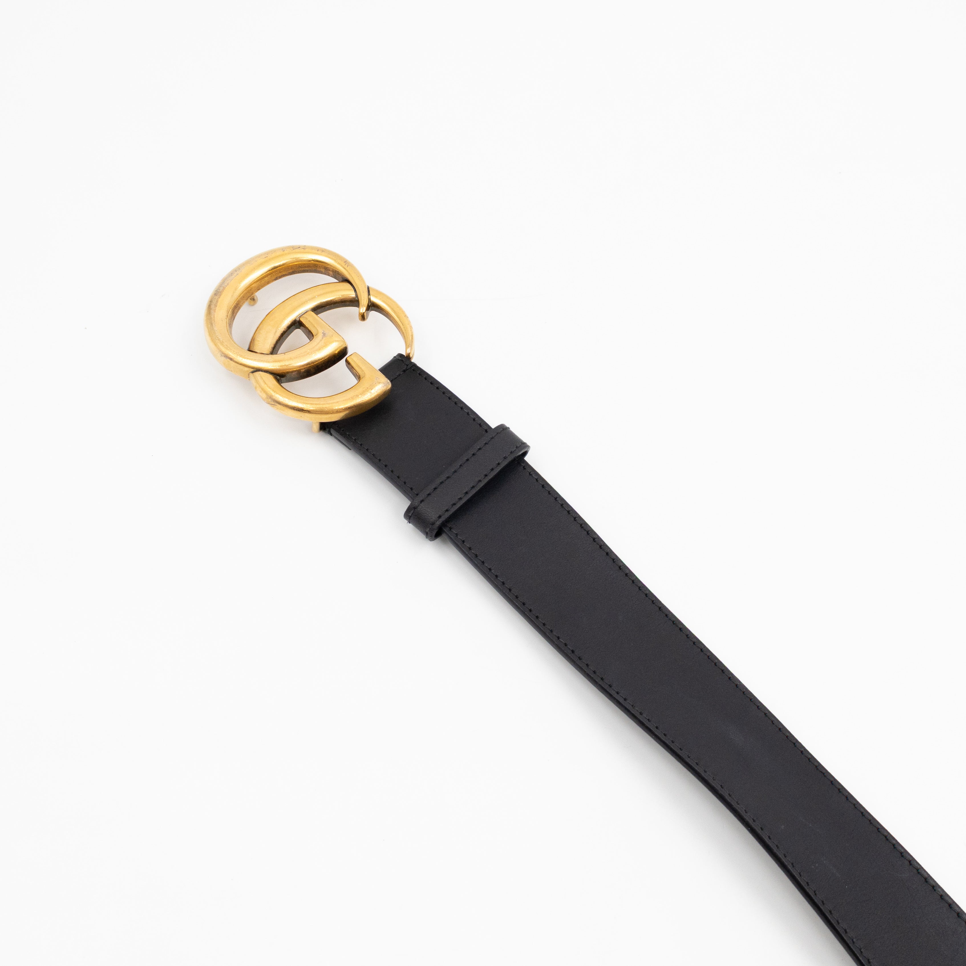 GG Marmont Wide Black Leather Belt 85/34
