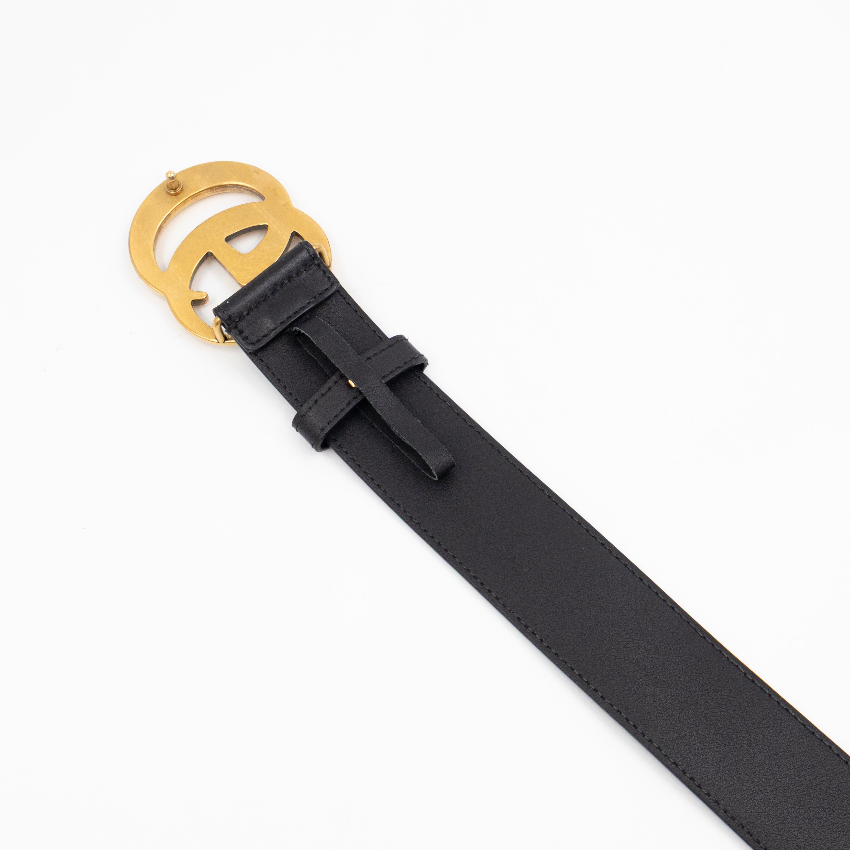 GG Marmont Wide Black Leather Belt 85/34