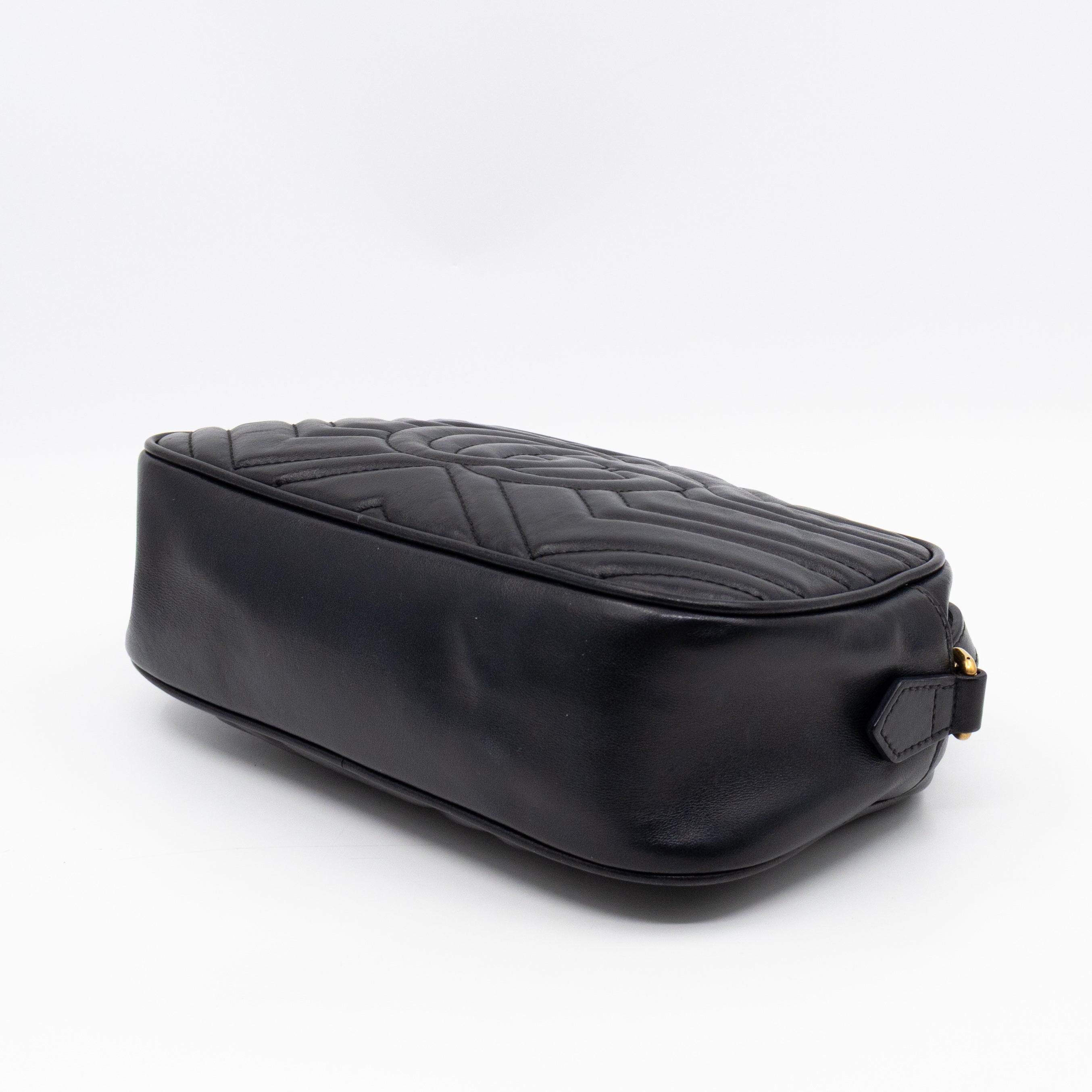 GG Marmont Small Matelasse Black Leather