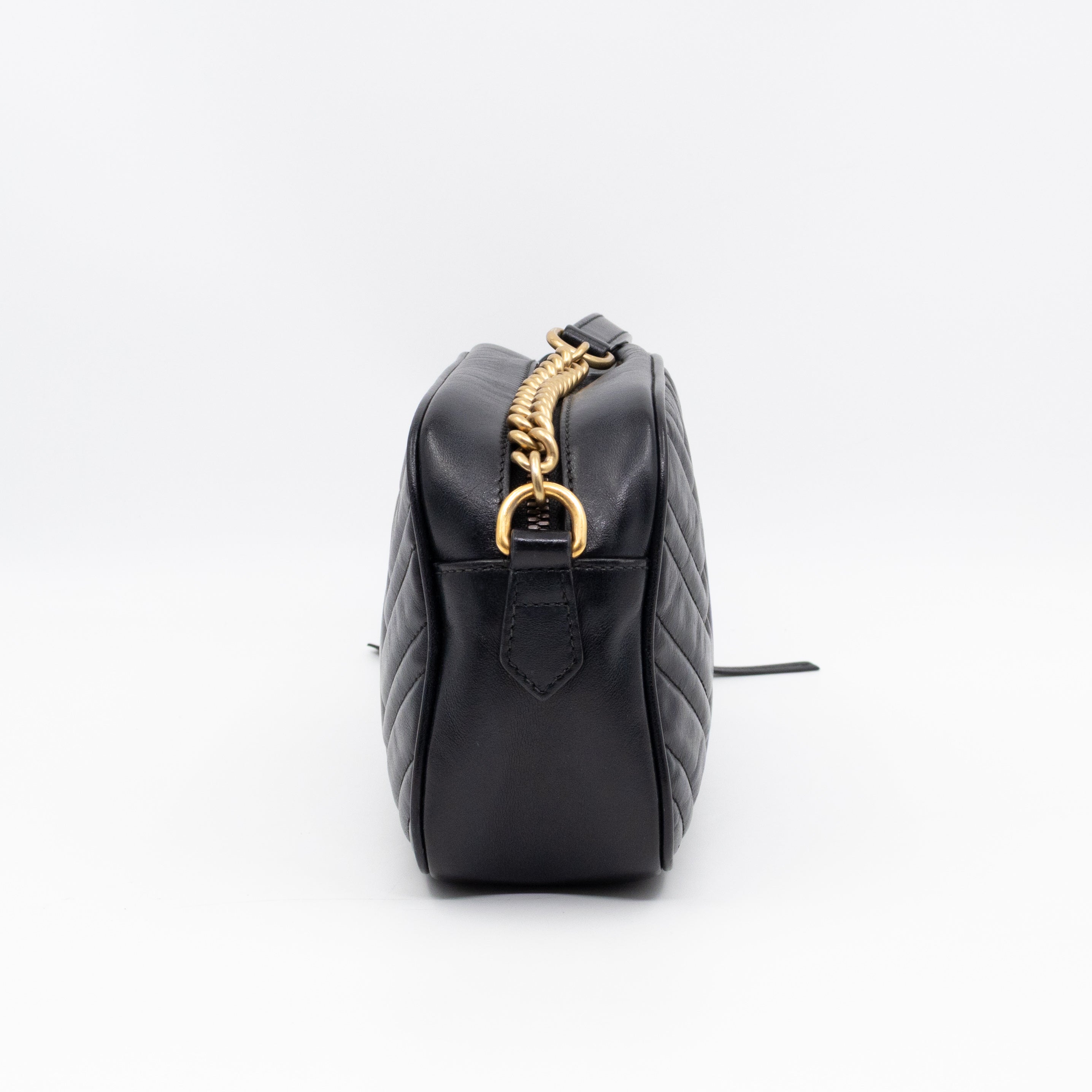 GG Marmont Small Matelasse Black Leather