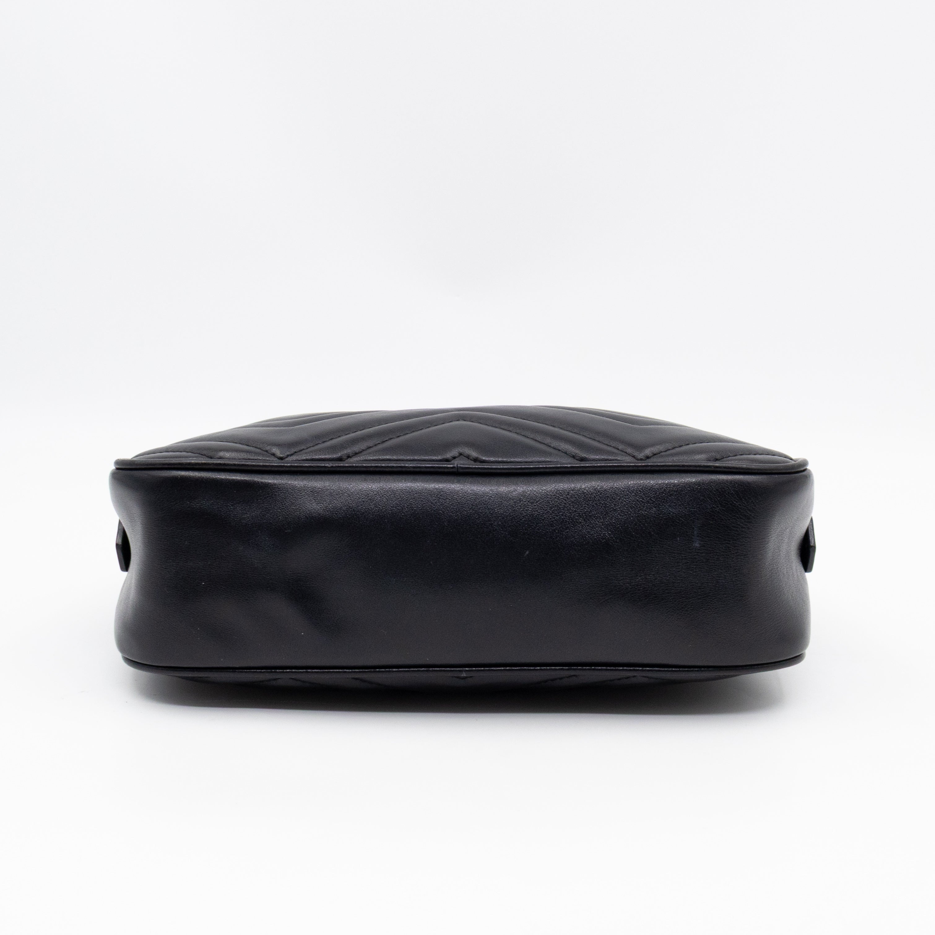 GG Marmont Small Matelasse Black Leather