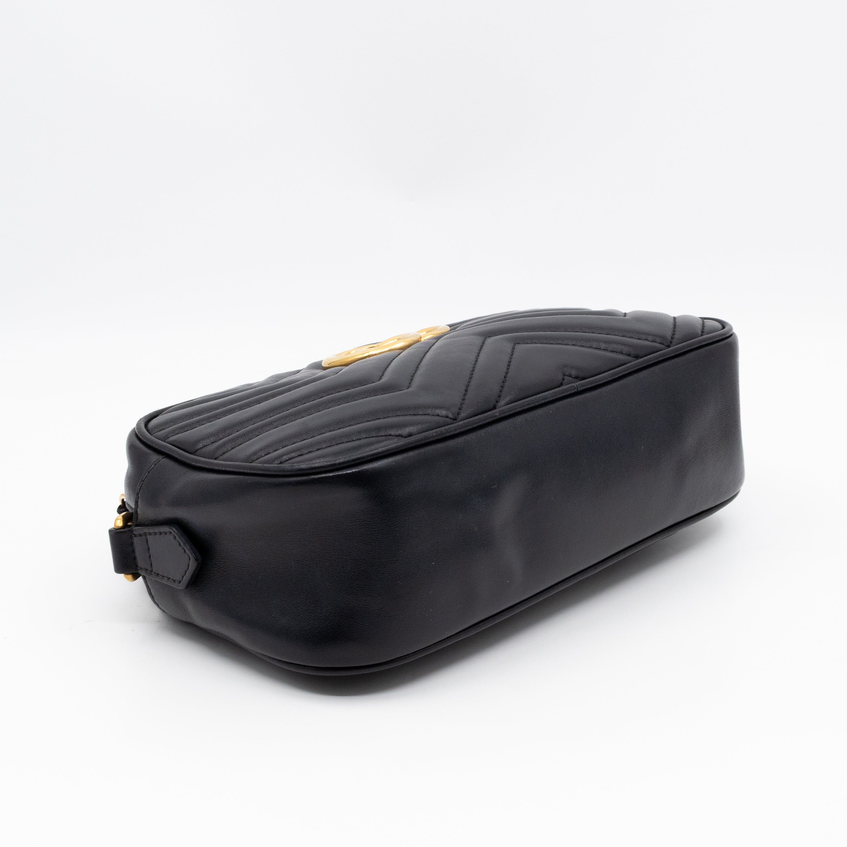 GG Marmont Small Matelasse Black Leather