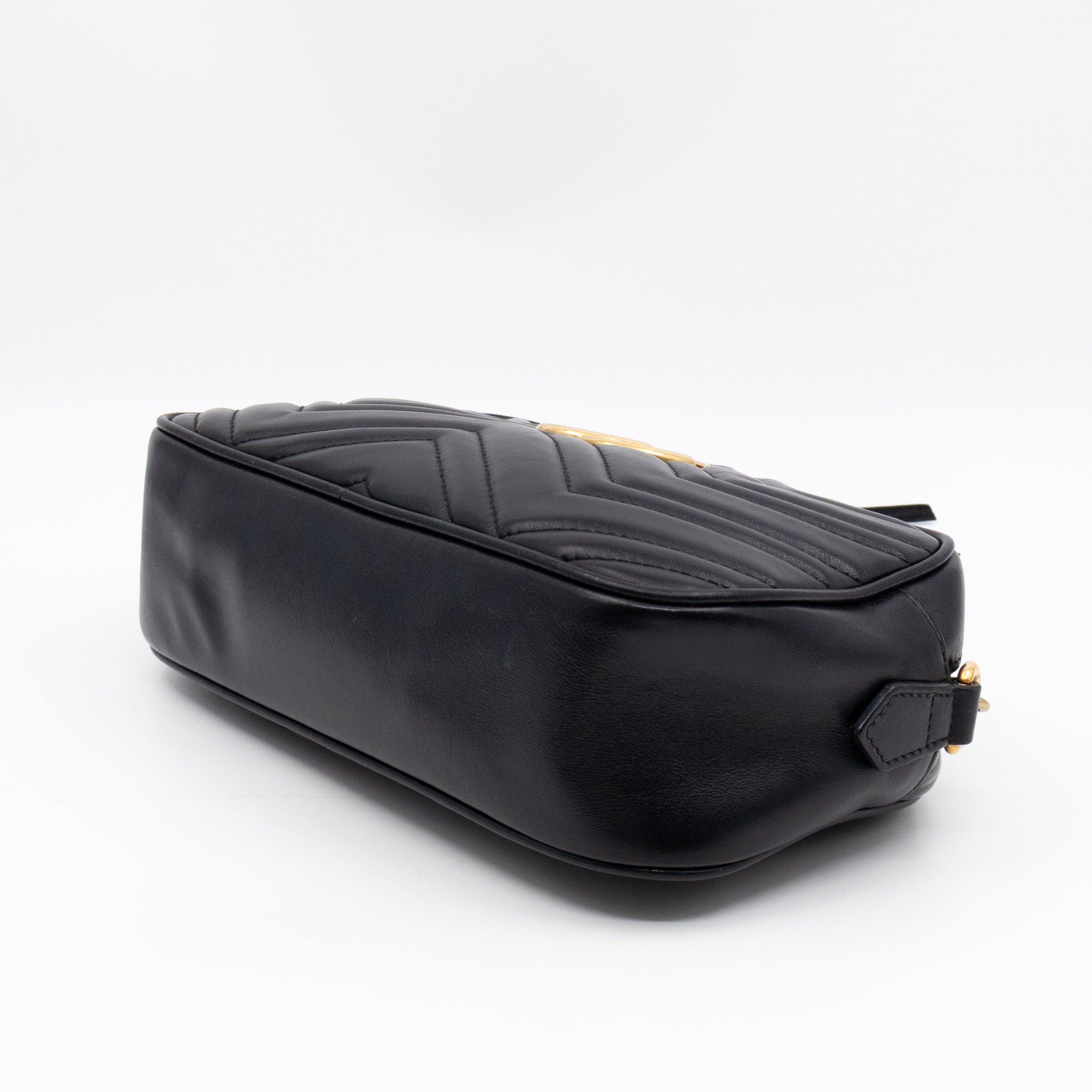 GG Marmont Small Matelasse Black Leather