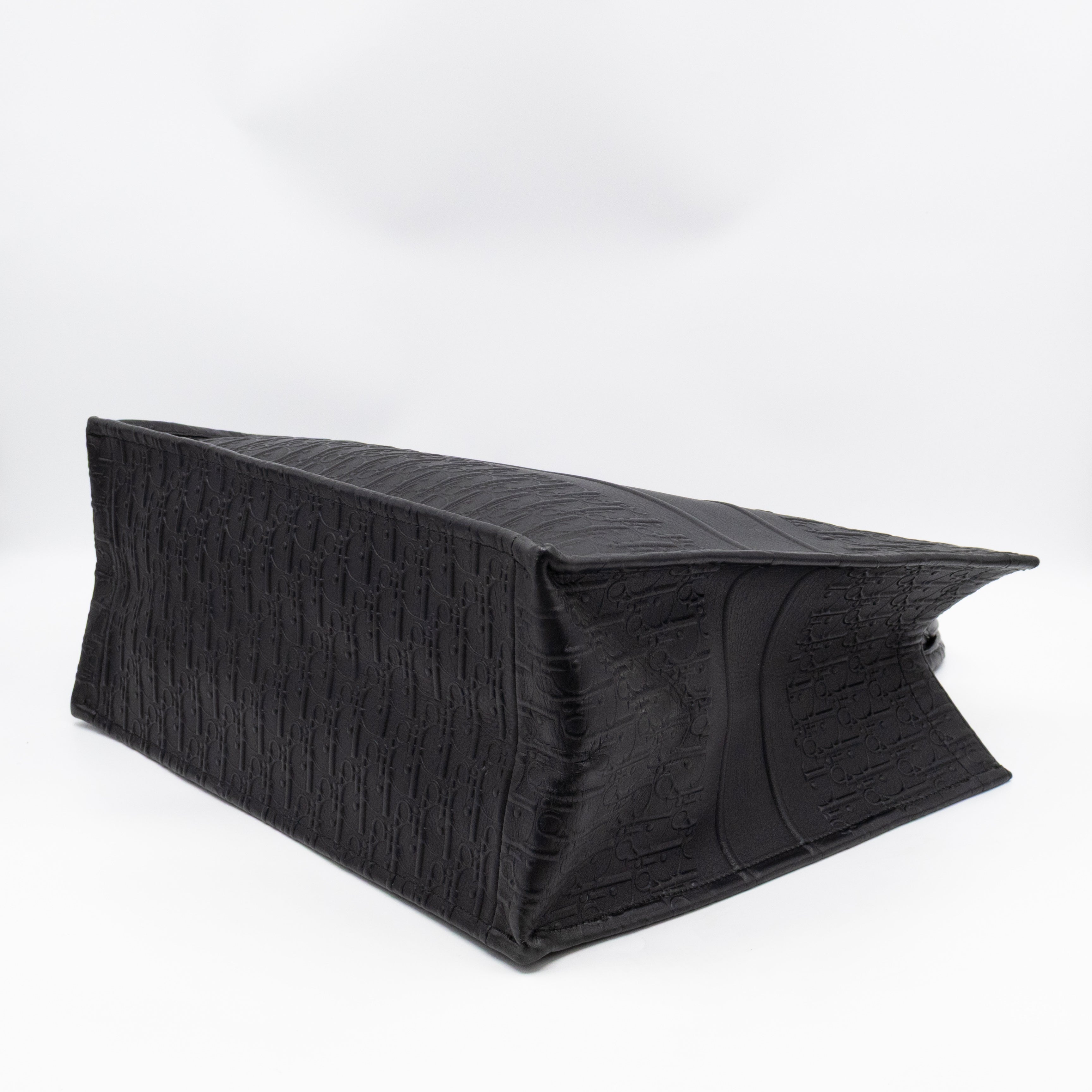 Book Tote Large Black Oblique Embossed Leather