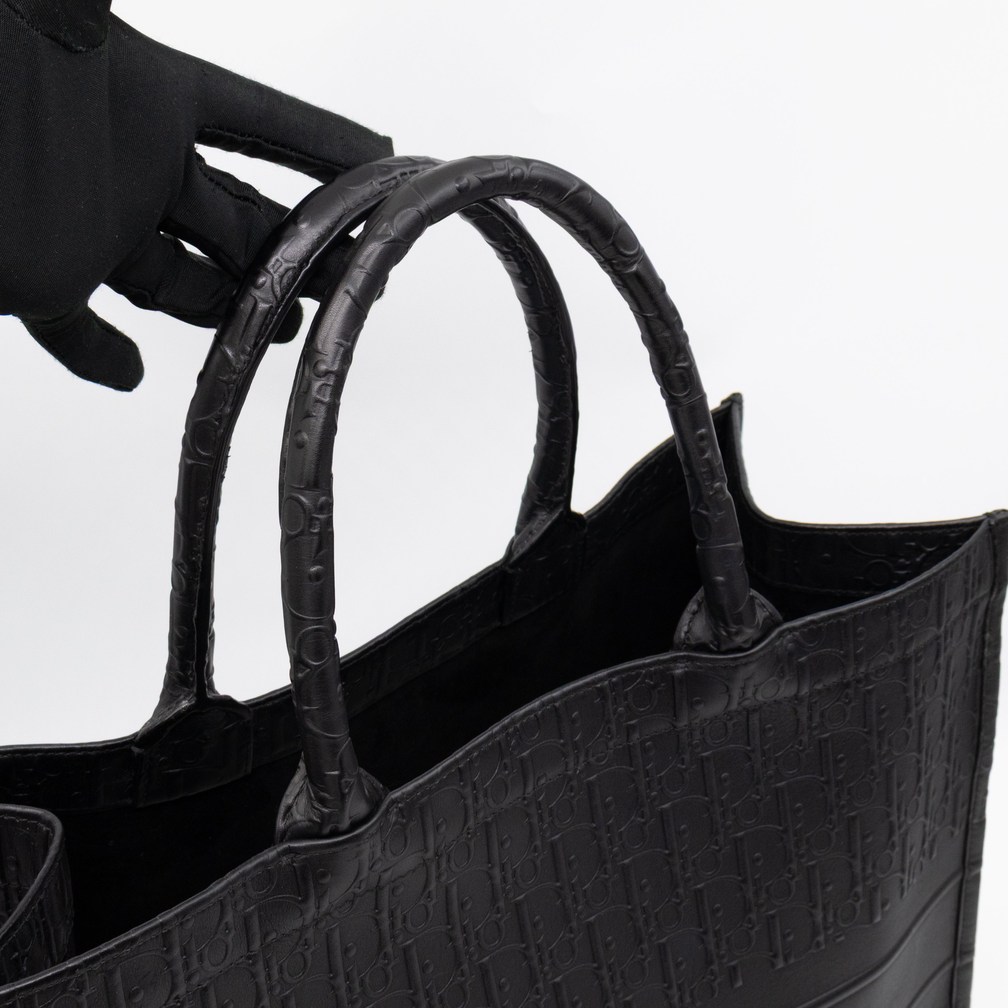 Book Tote Large Black Oblique Embossed Leather
