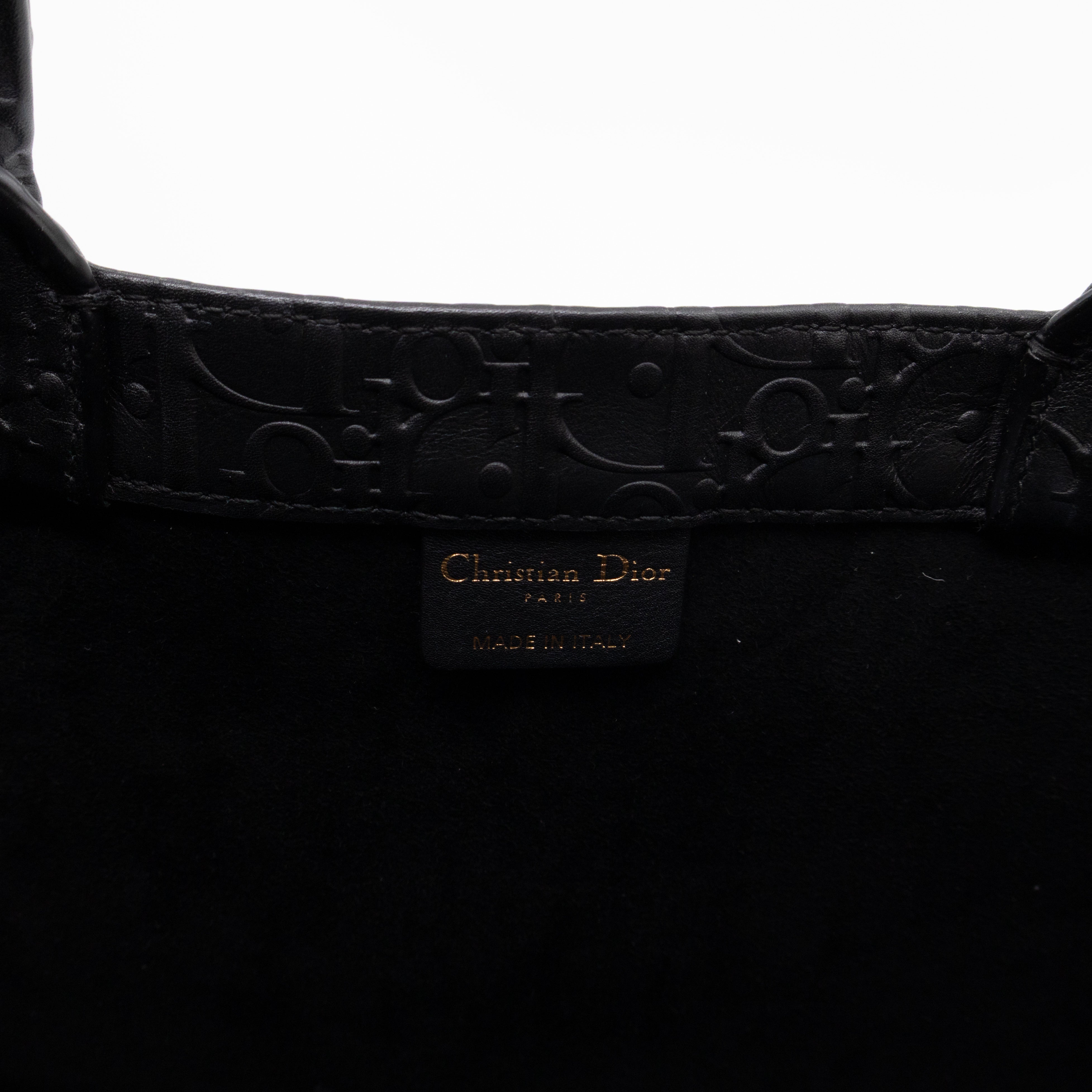 Book Tote Large Black Oblique Embossed Leather