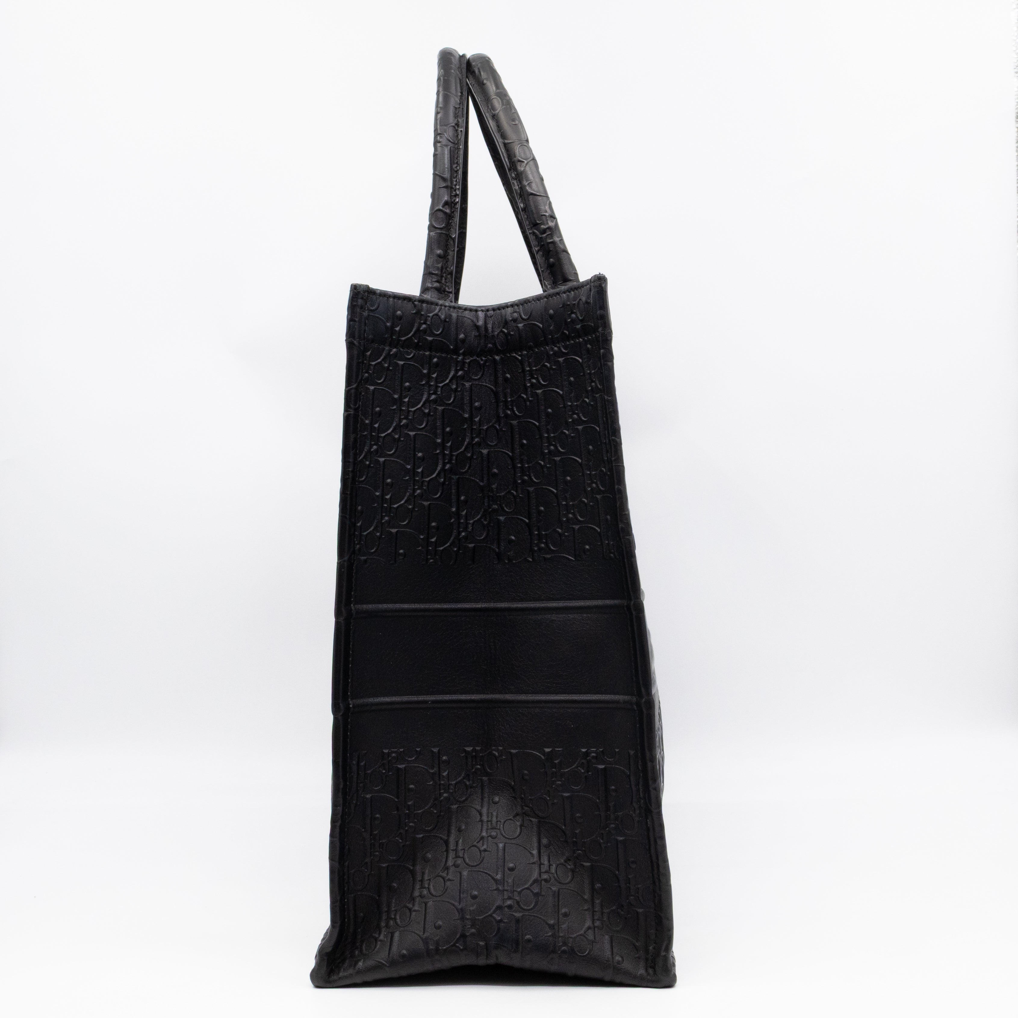Book Tote Large Black Oblique Embossed Leather