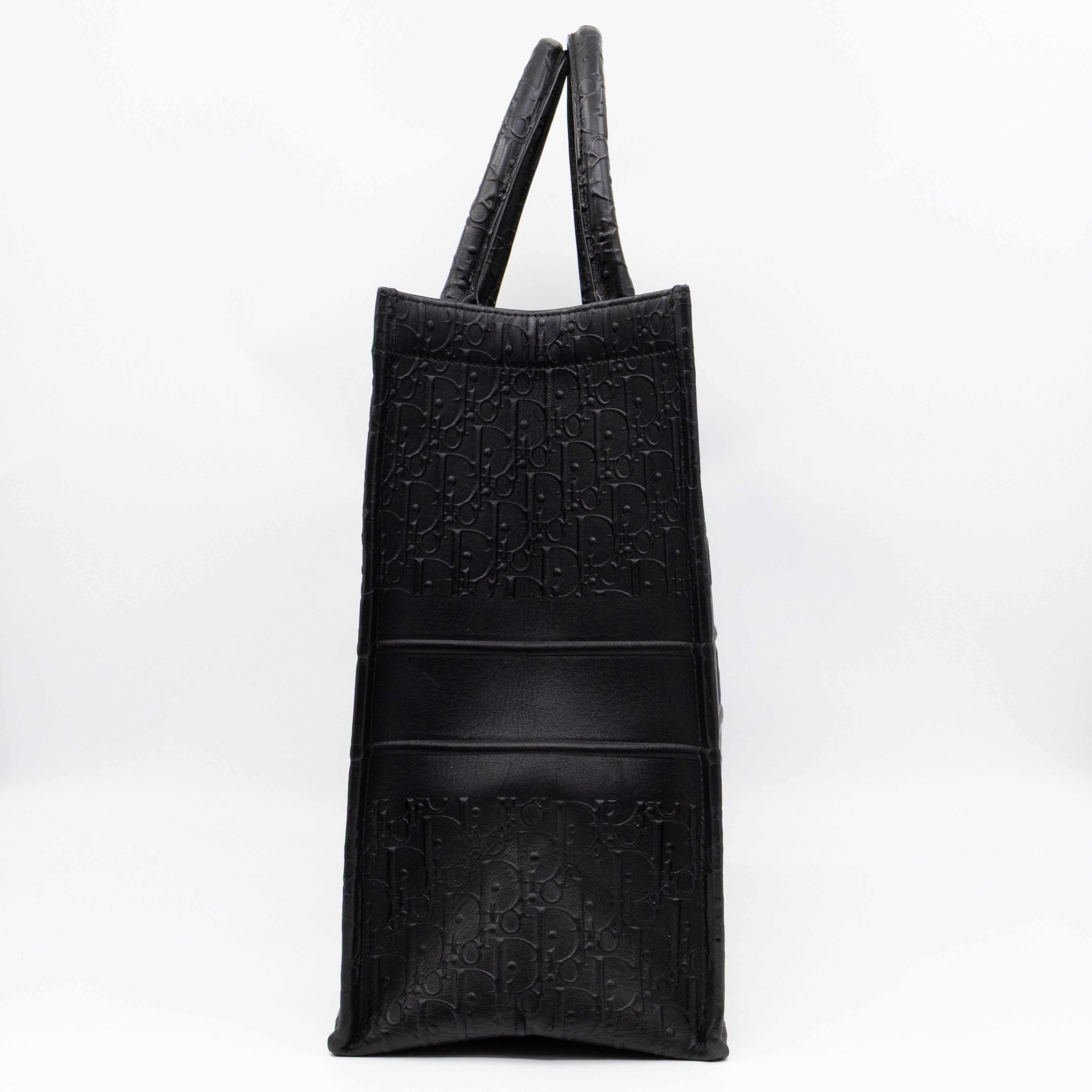 Book Tote Large Black Oblique Embossed Leather