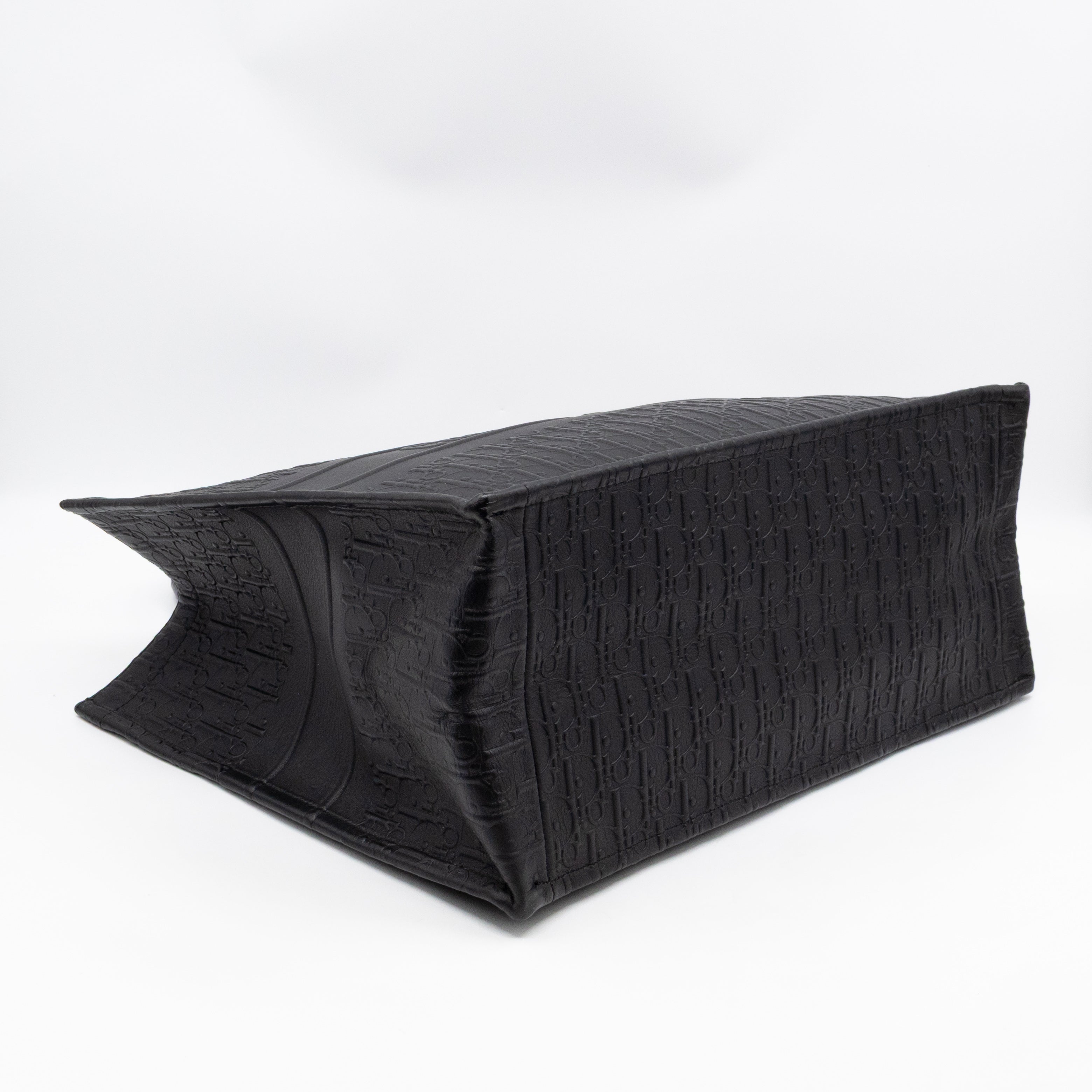 Book Tote Large Black Oblique Embossed Leather