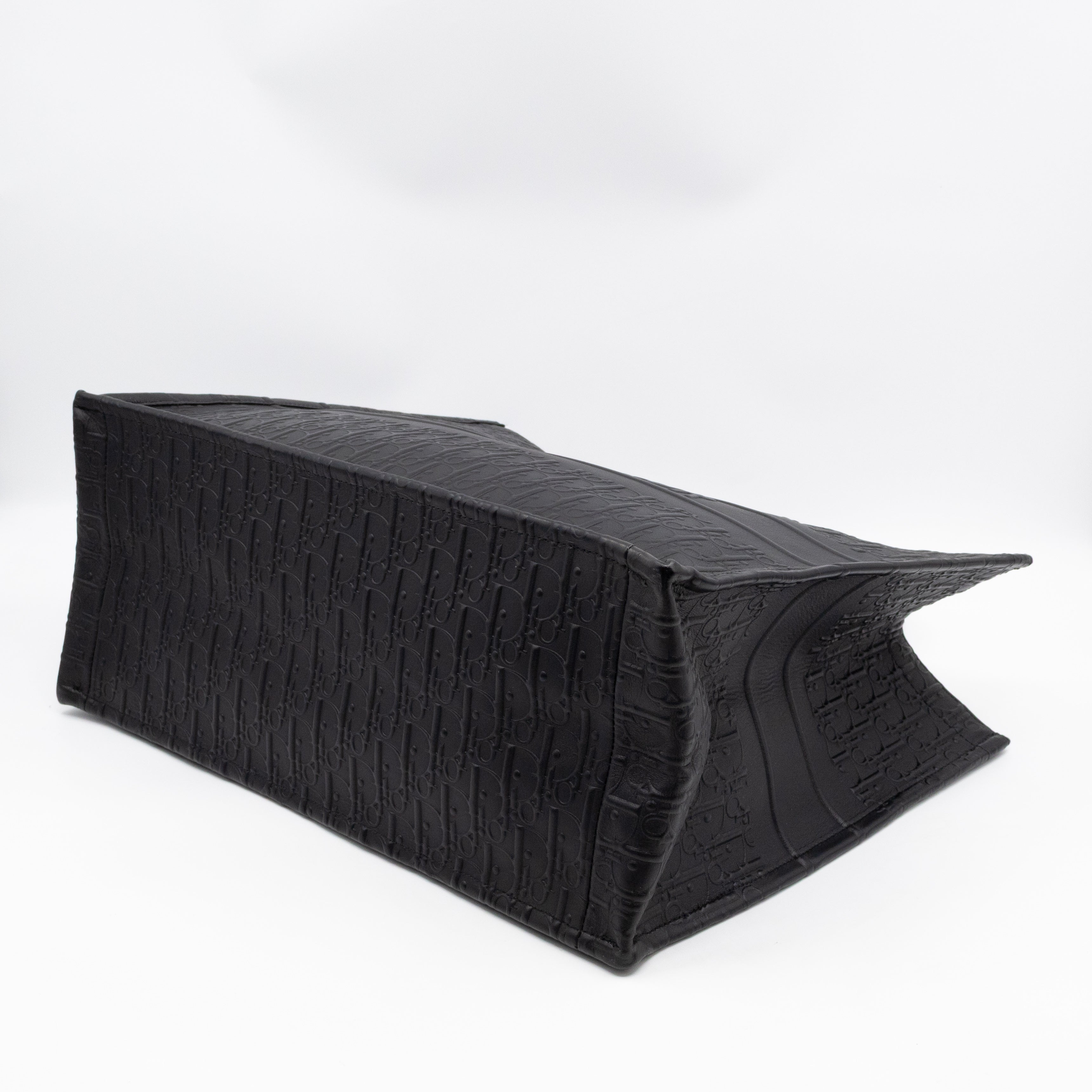 Book Tote Large Black Oblique Embossed Leather
