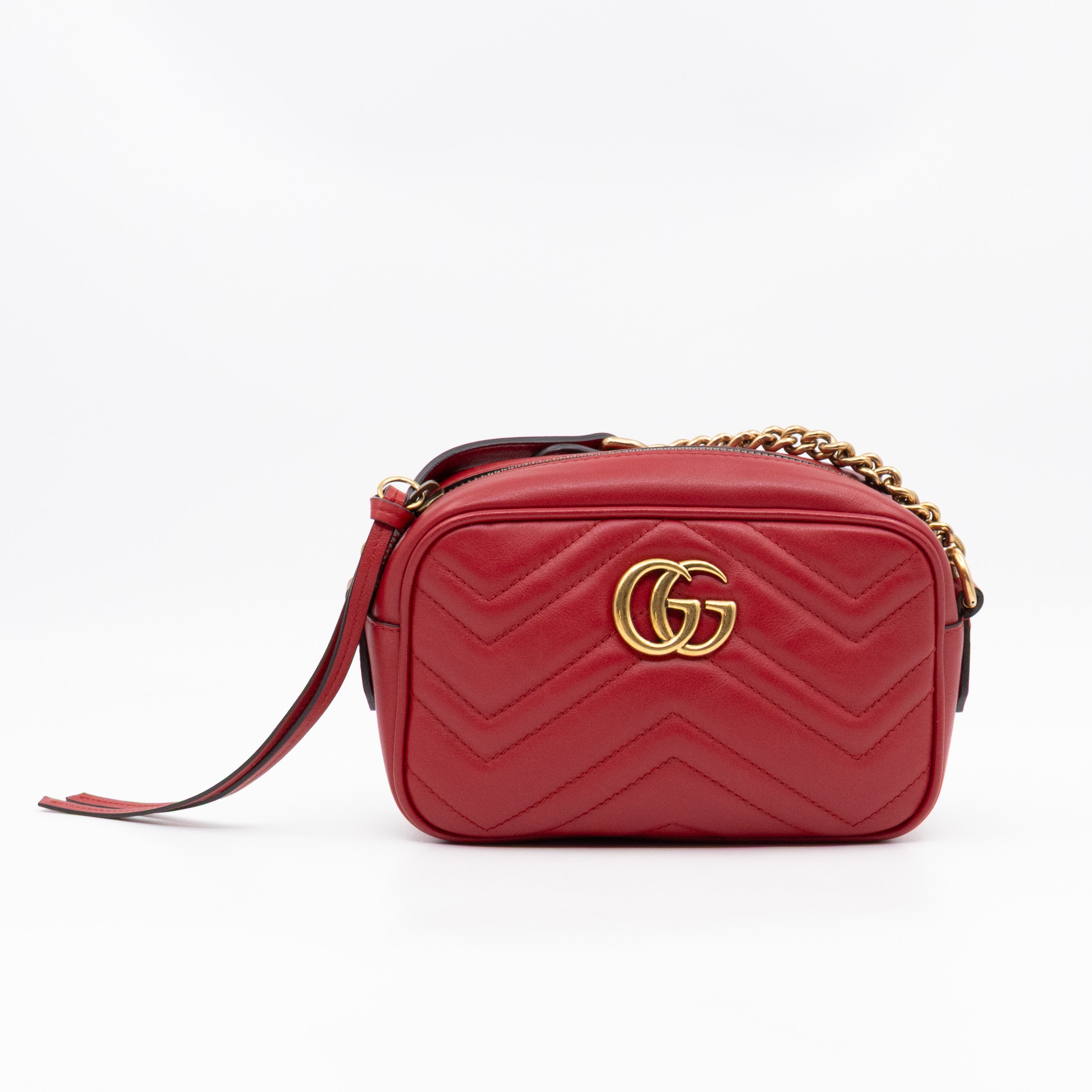 GG Marmont Matelassé Mini Red Leather