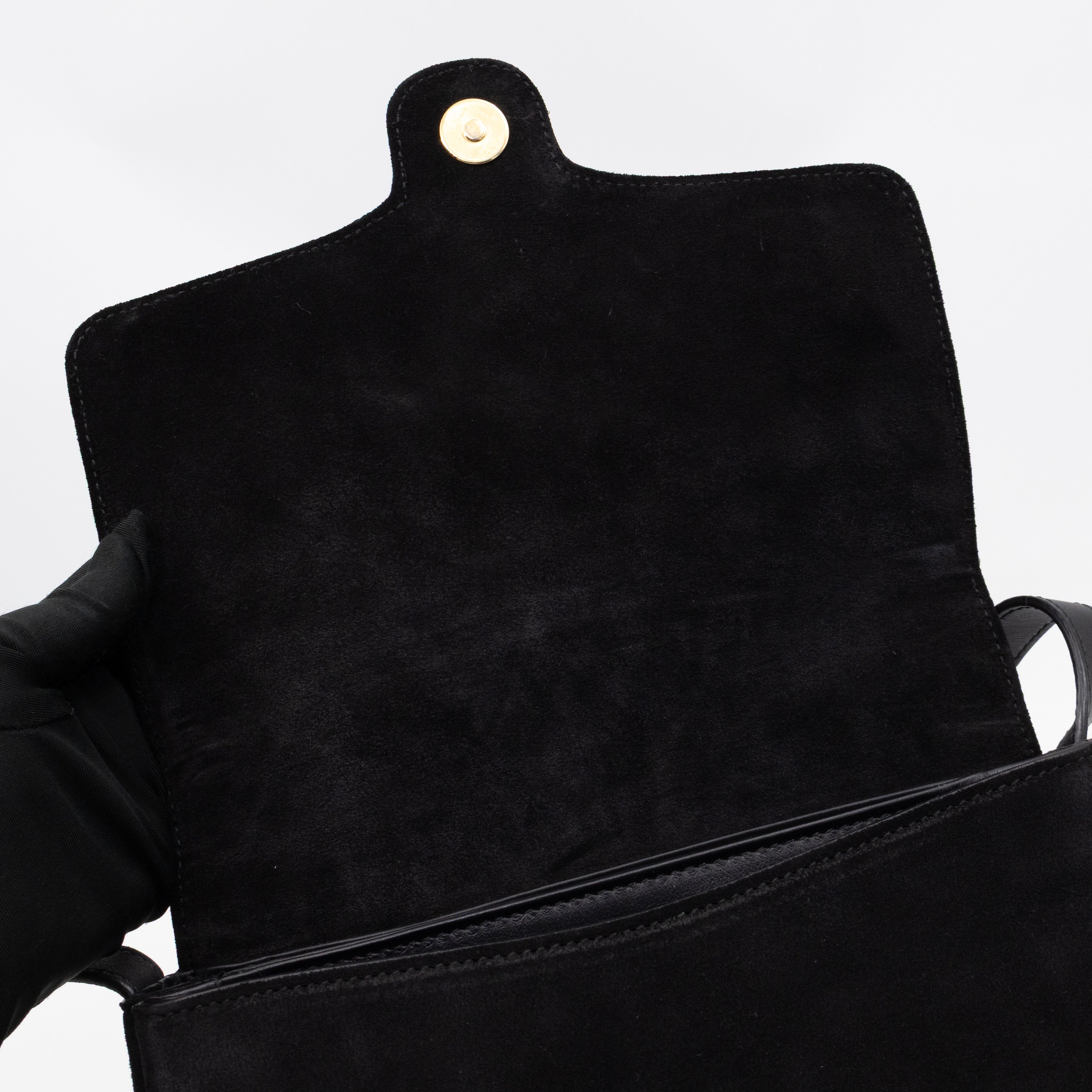 Arli Medium Flap Shoulder Bag Black Studded Suede