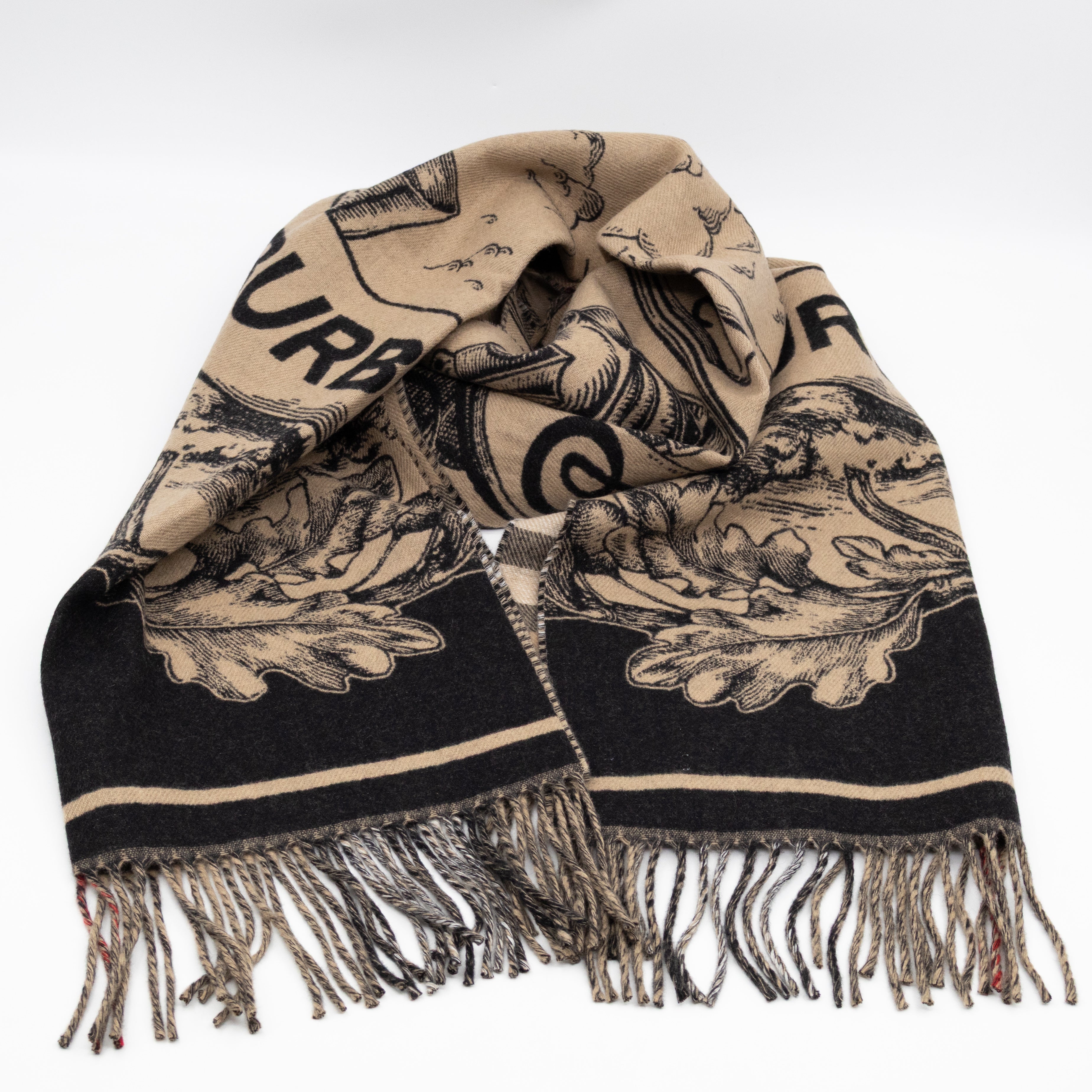 Wide Reversible EKD Cashmere Scarf Archive Beige