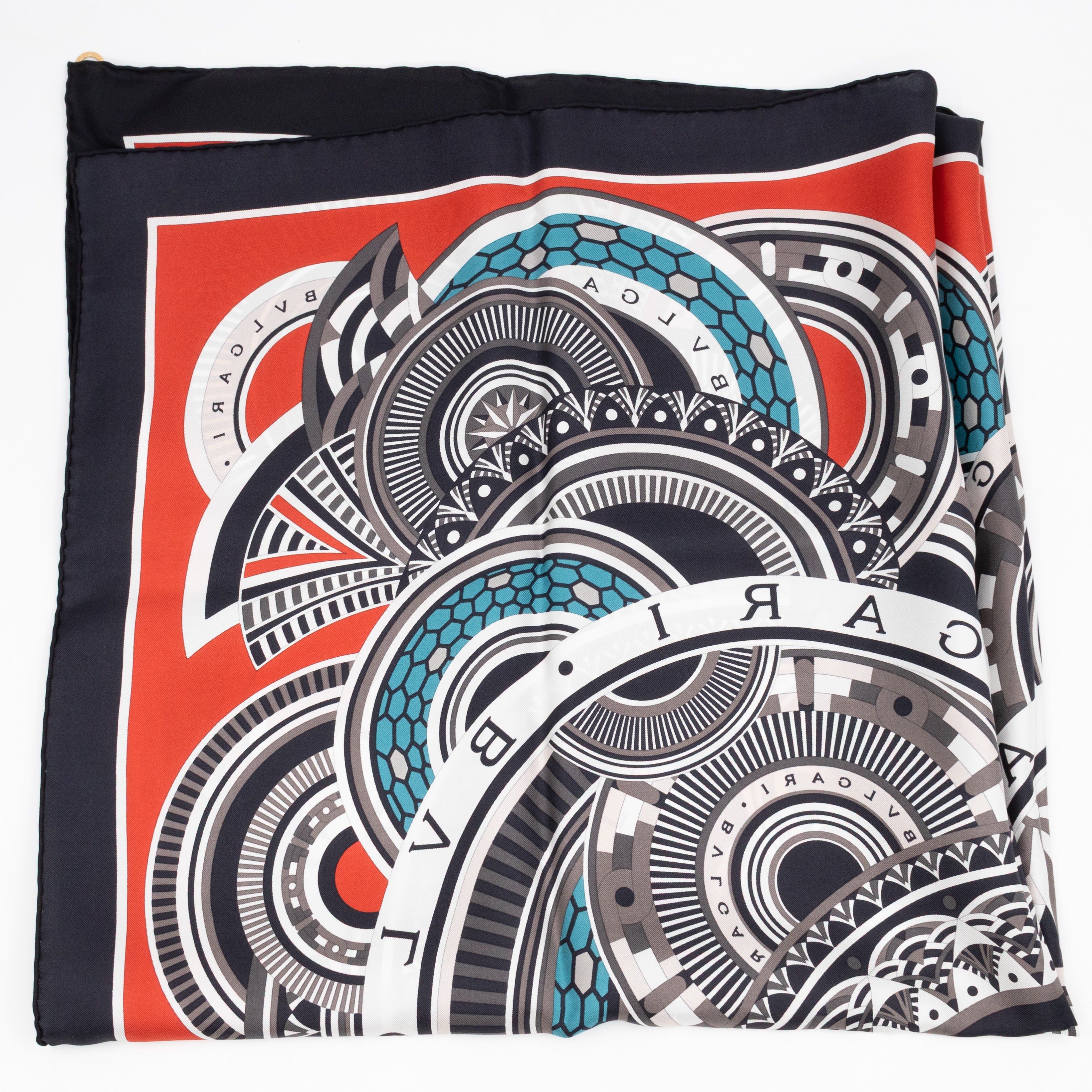 Silk Square Scarf Black & Red 90 cm