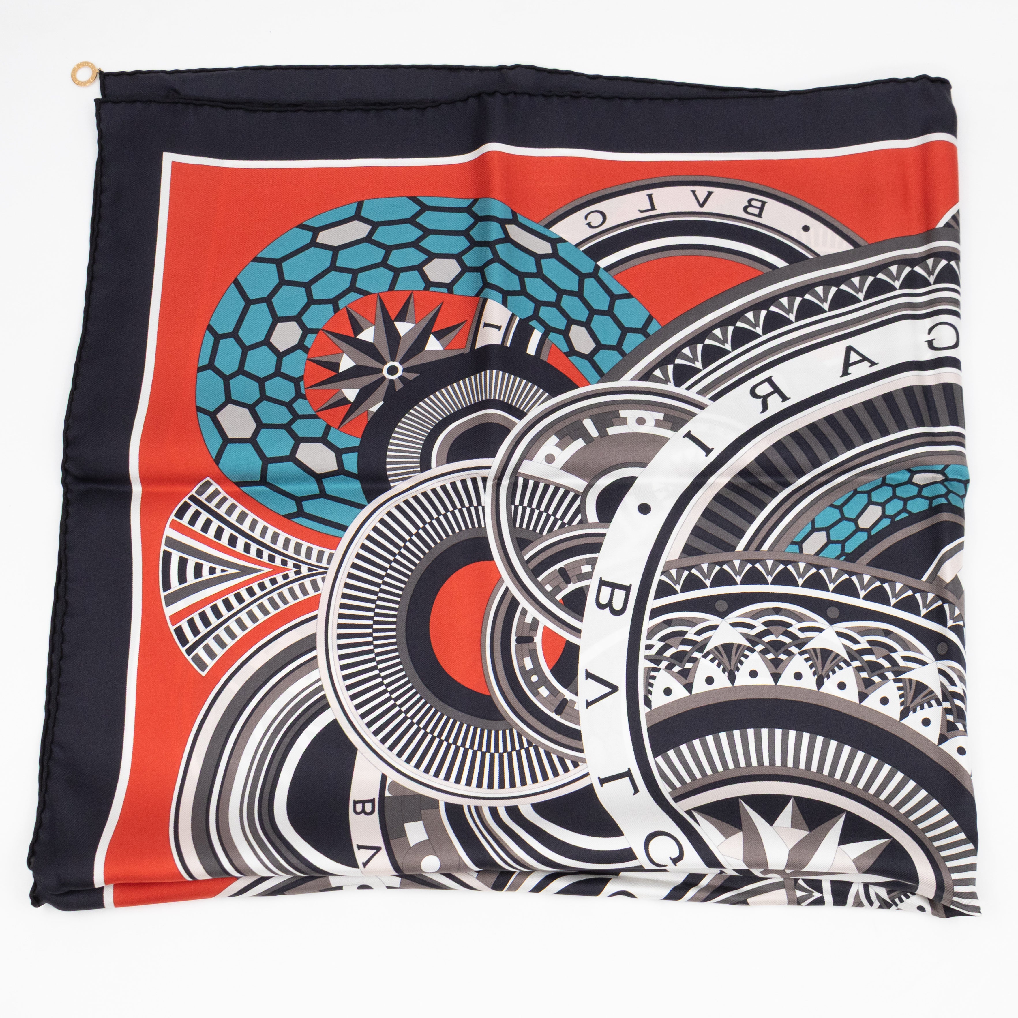 Silk Square Scarf Black & Red 90 cm