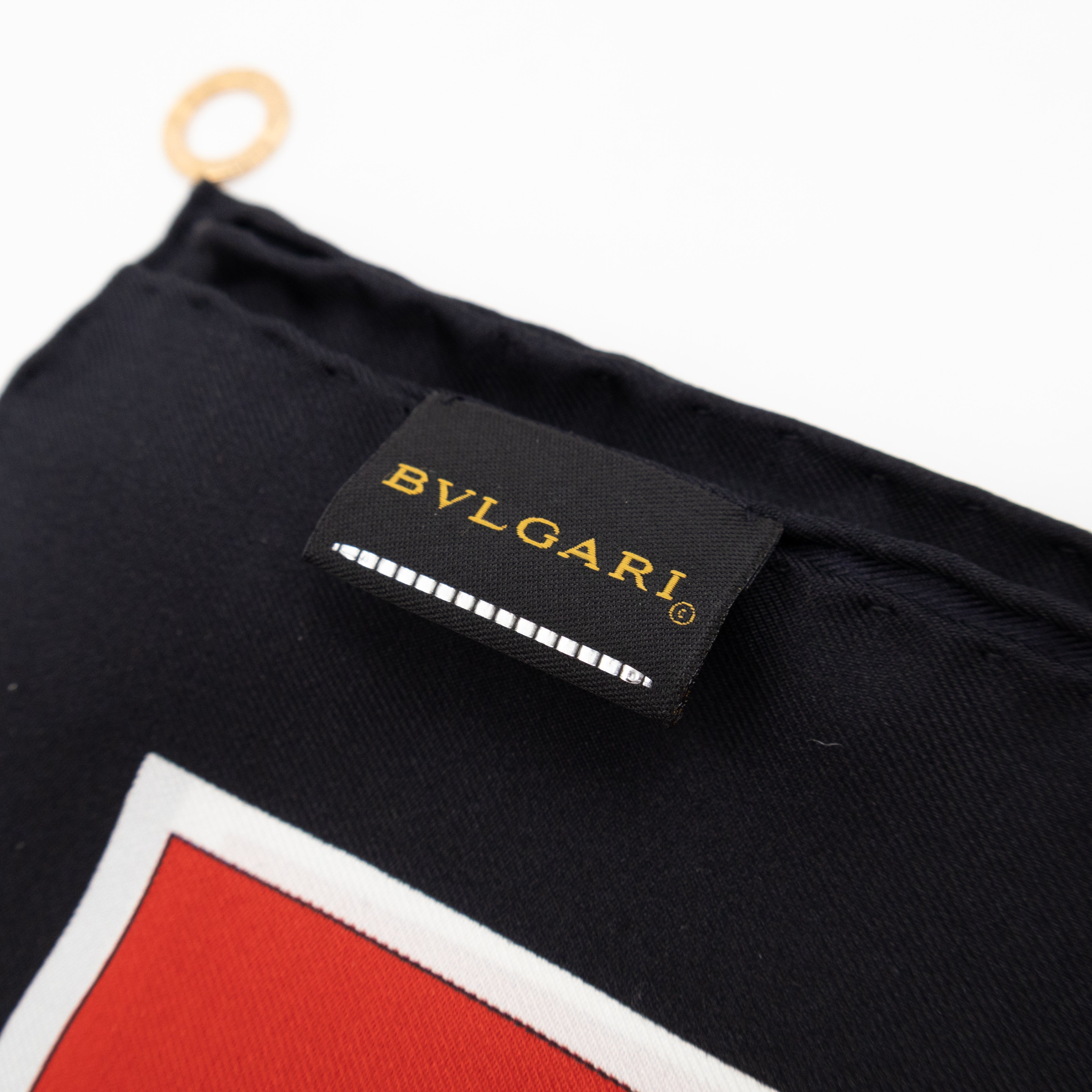 Silk Square Scarf Black & Red 90 cm