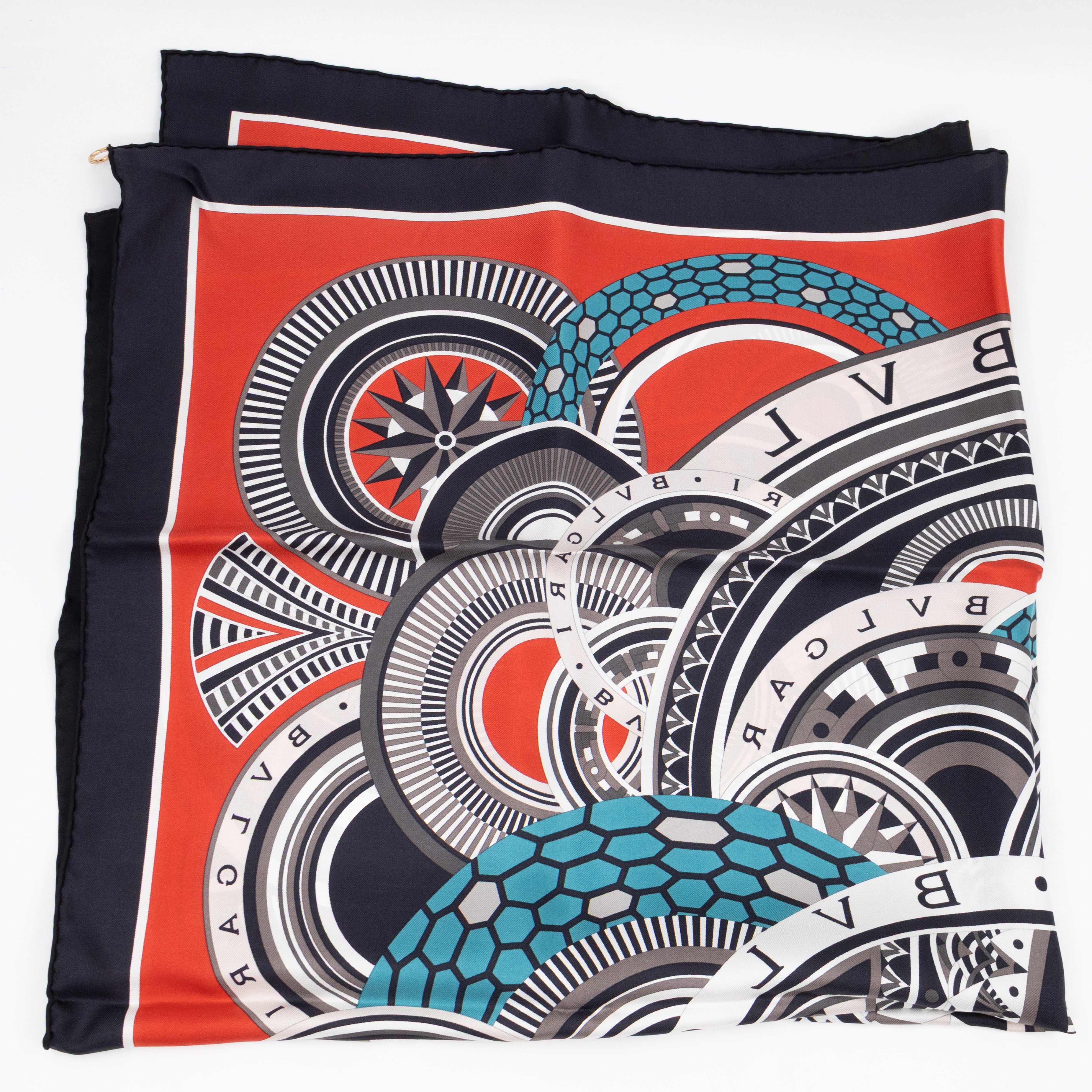 Silk Square Scarf Black & Red 90 cm