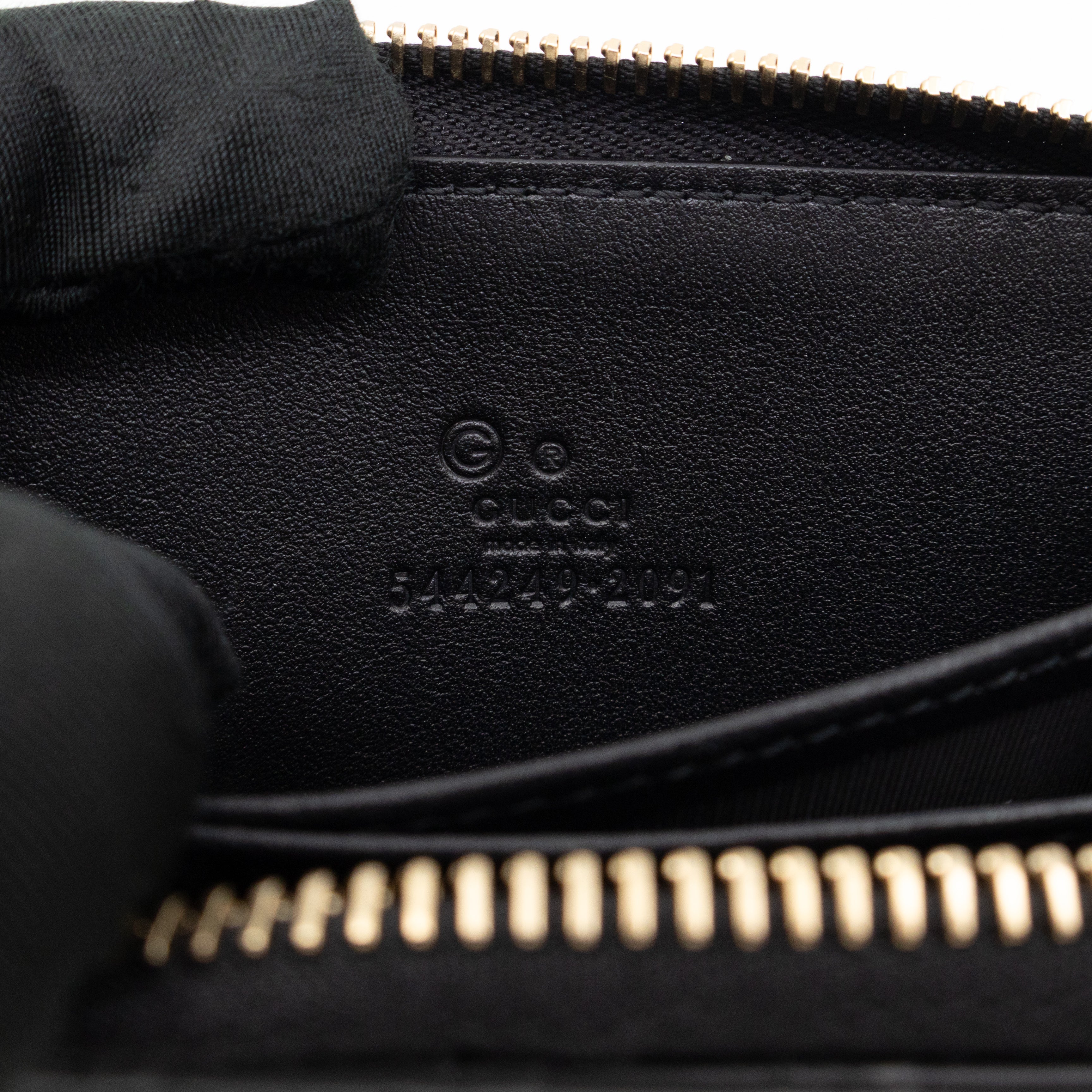 Zip Around Coin Purse Black Guccissima Leather