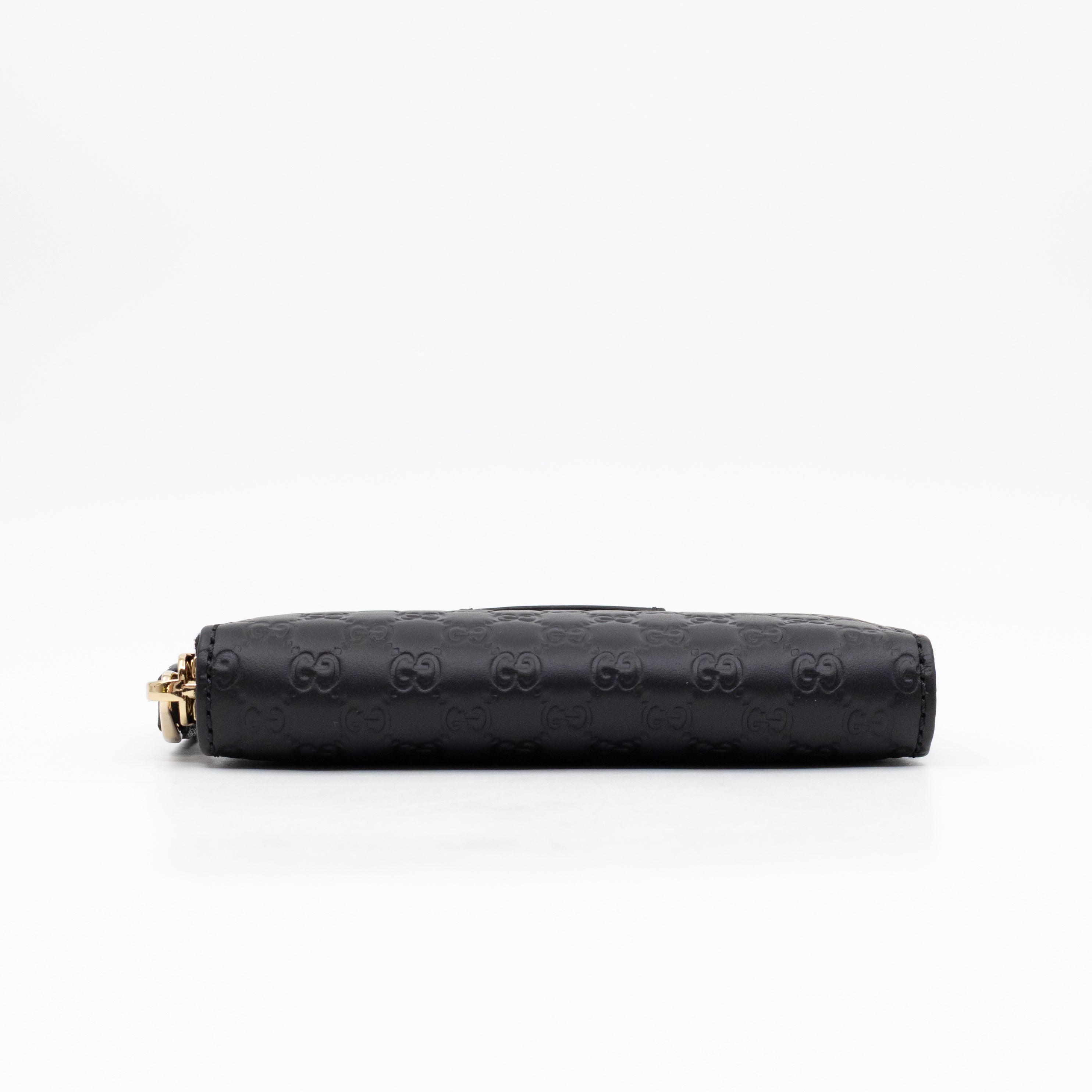 Zip Around Coin Purse Black Guccissima Leather