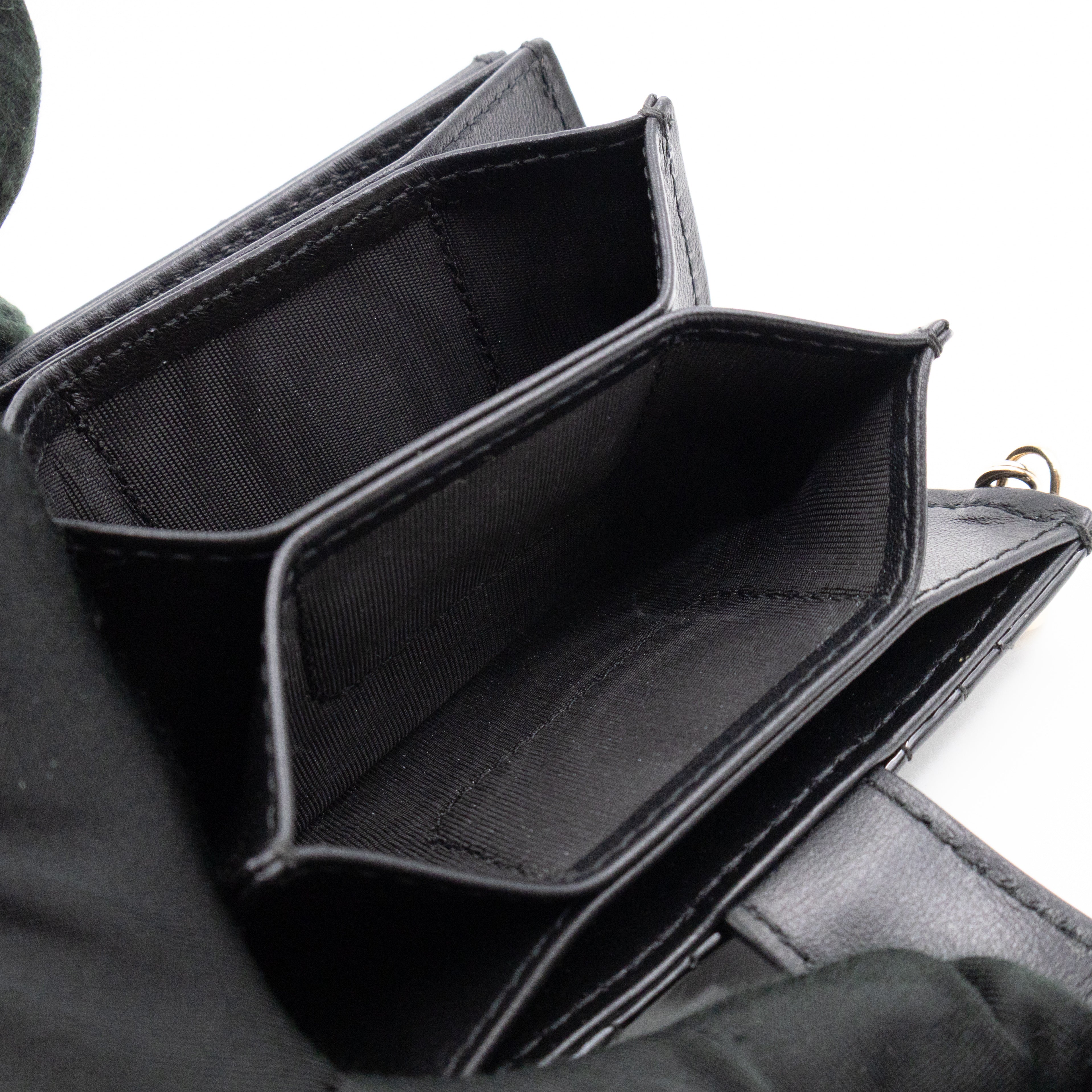 Lady Dior Jasmine Card Holder Black Patent Leather