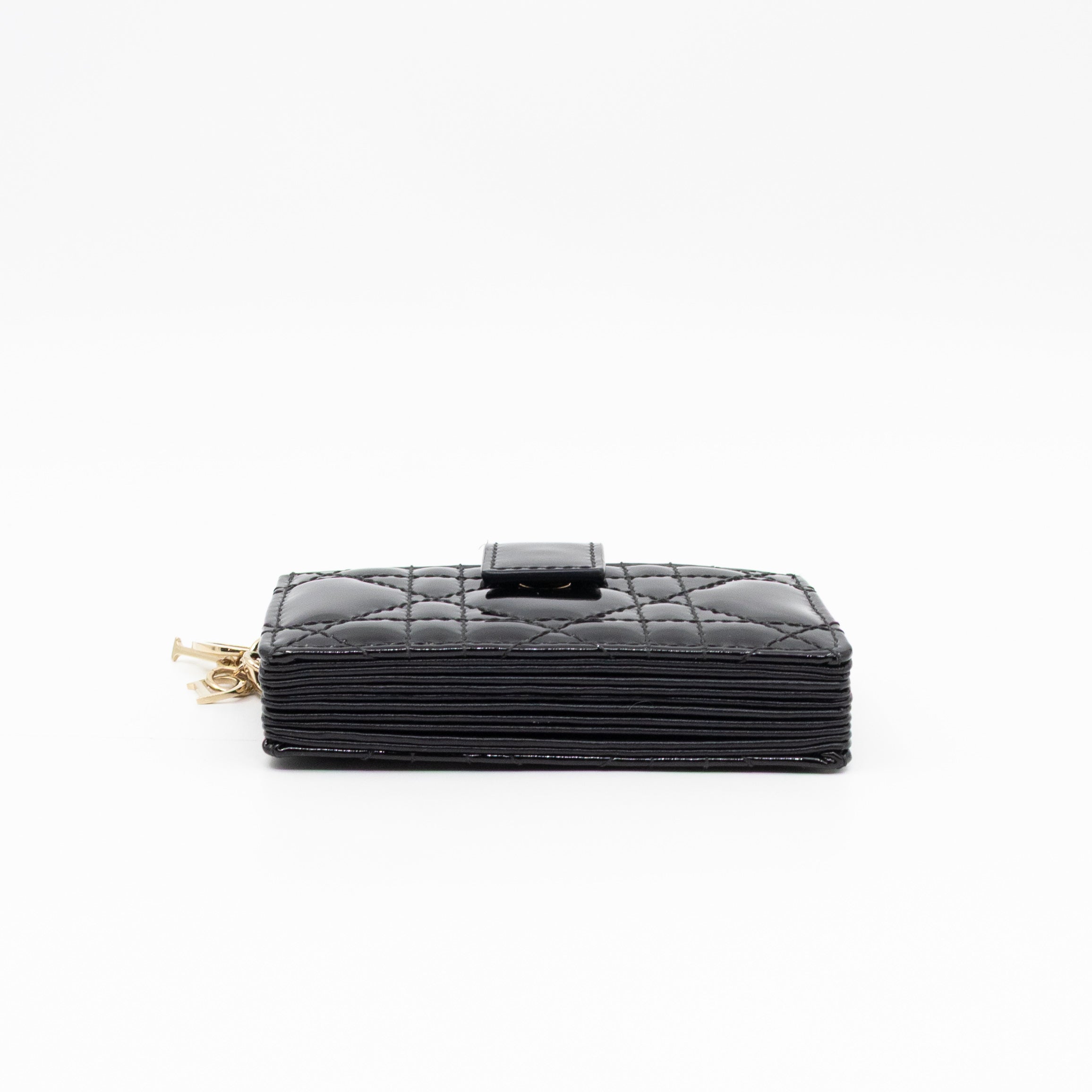 Lady Dior Jasmine Card Holder Black Patent Leather