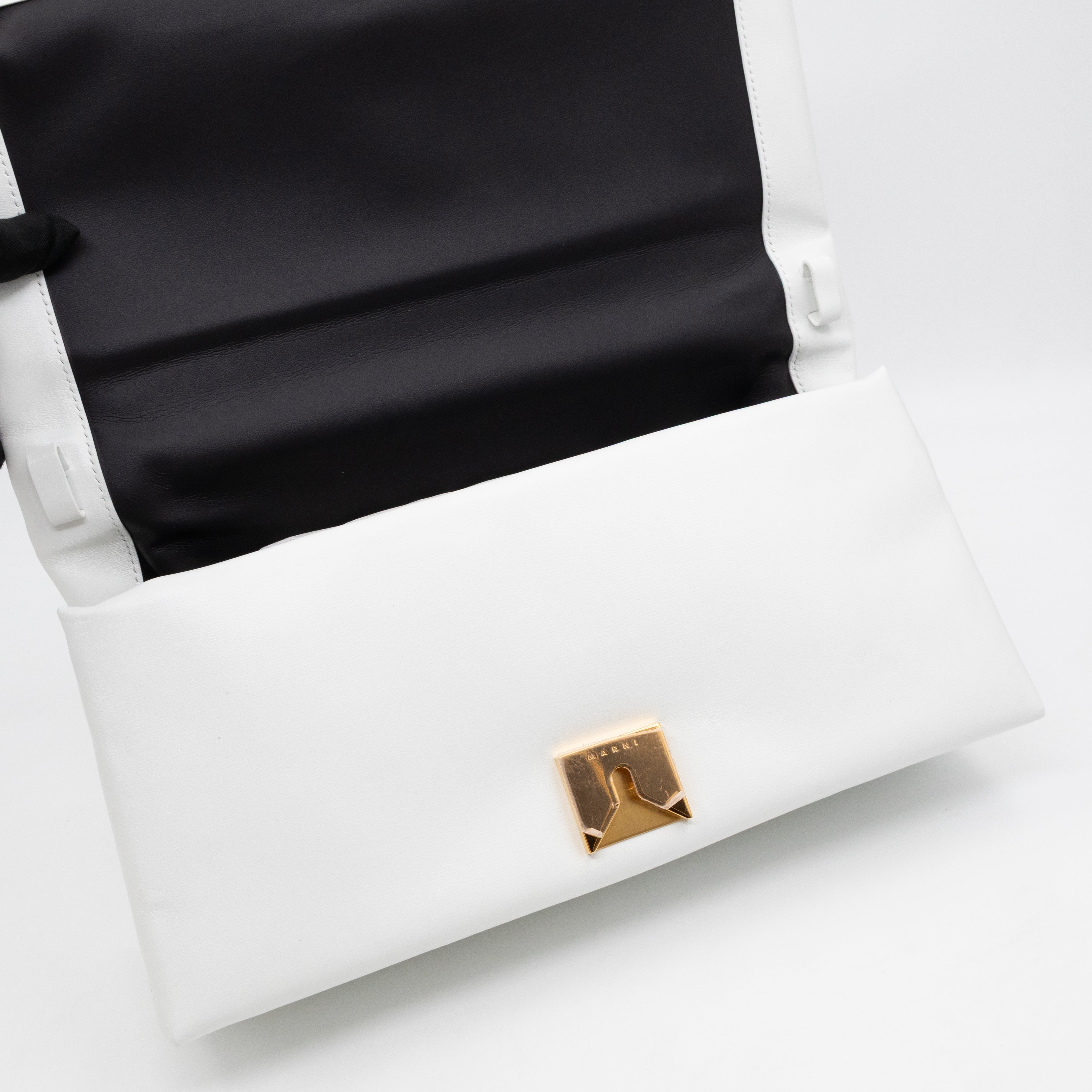 Prisma Padded Shoulder Bag White Leather