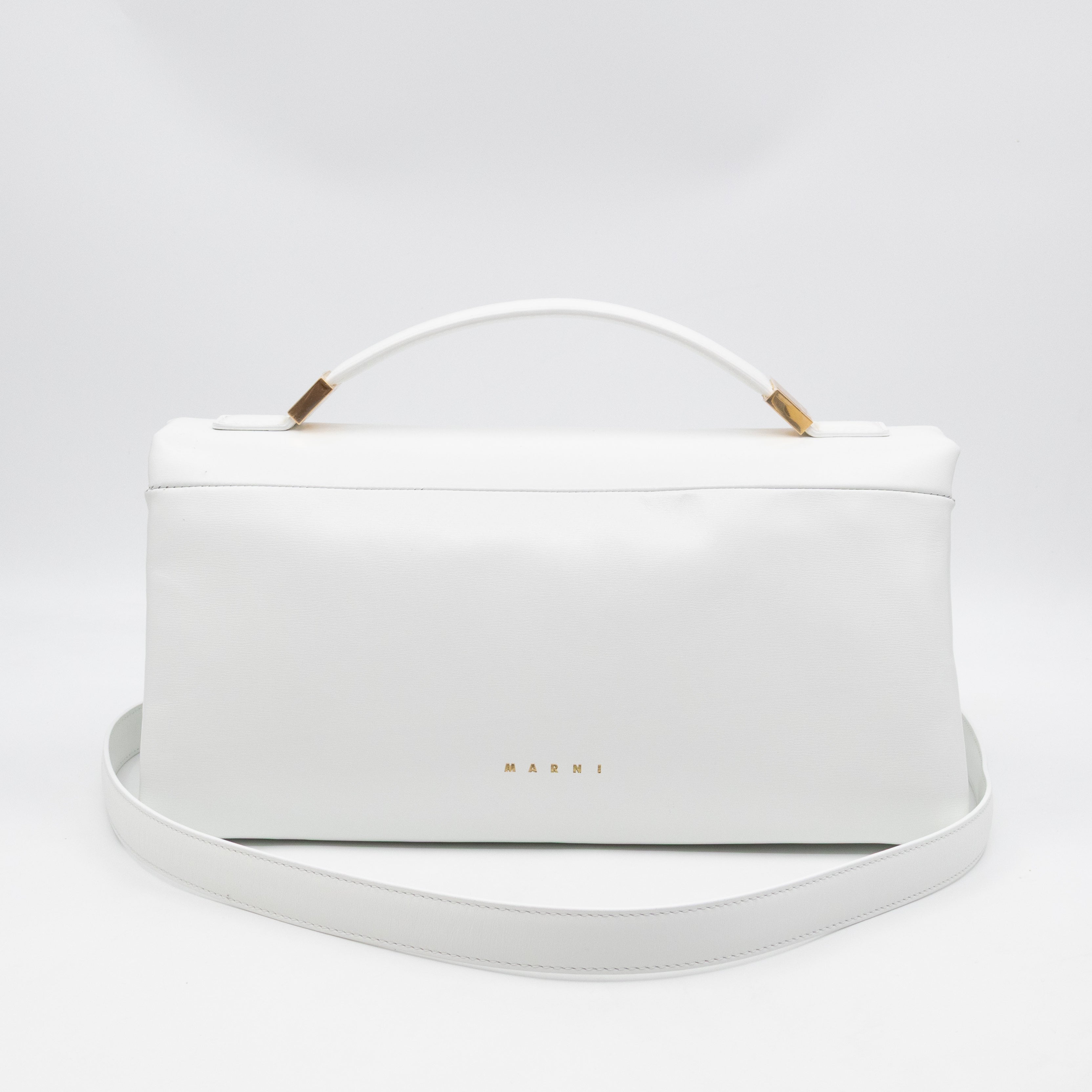 Prisma Padded Shoulder Bag White Leather