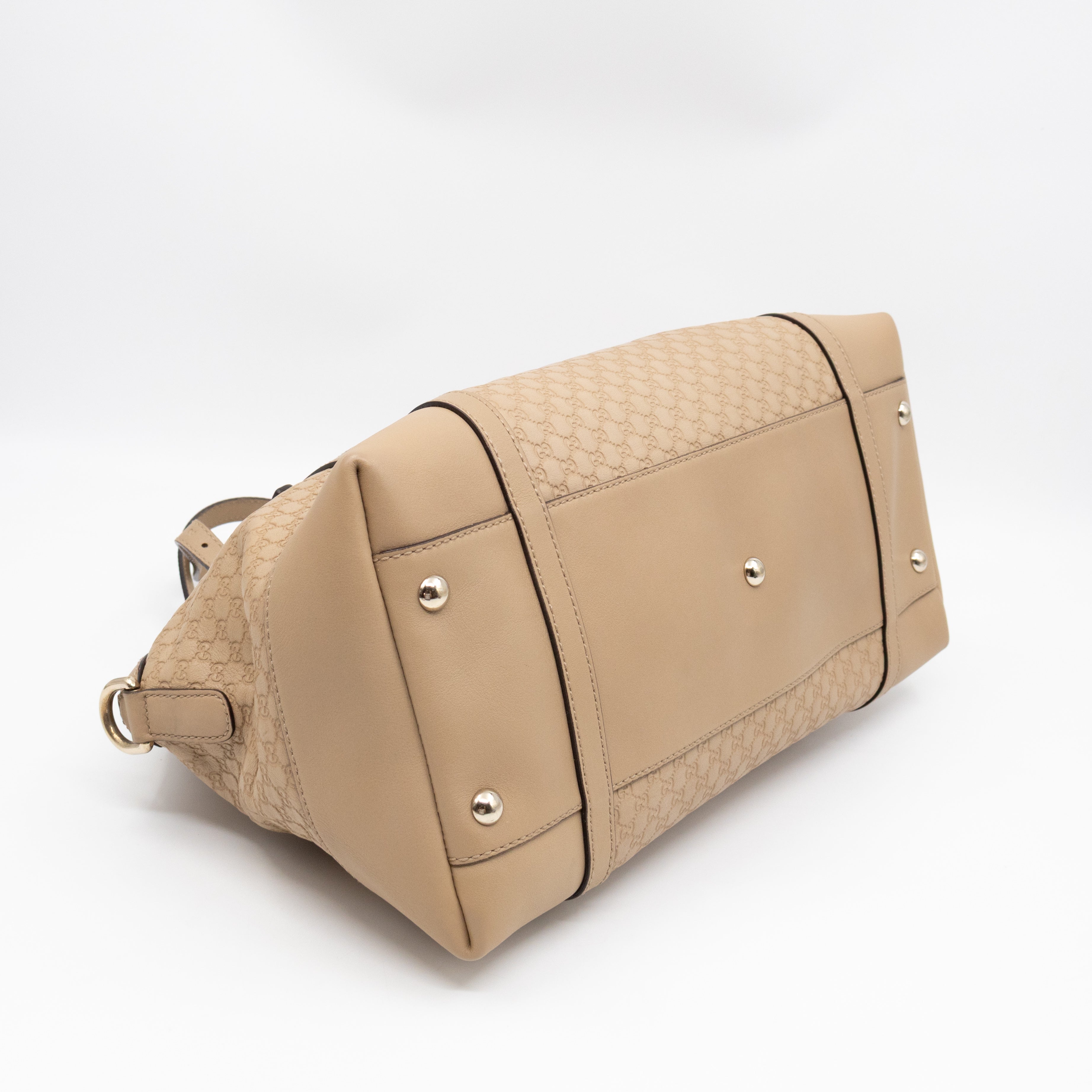 Nice Top Handle Bag Beige Microguccissima Leather