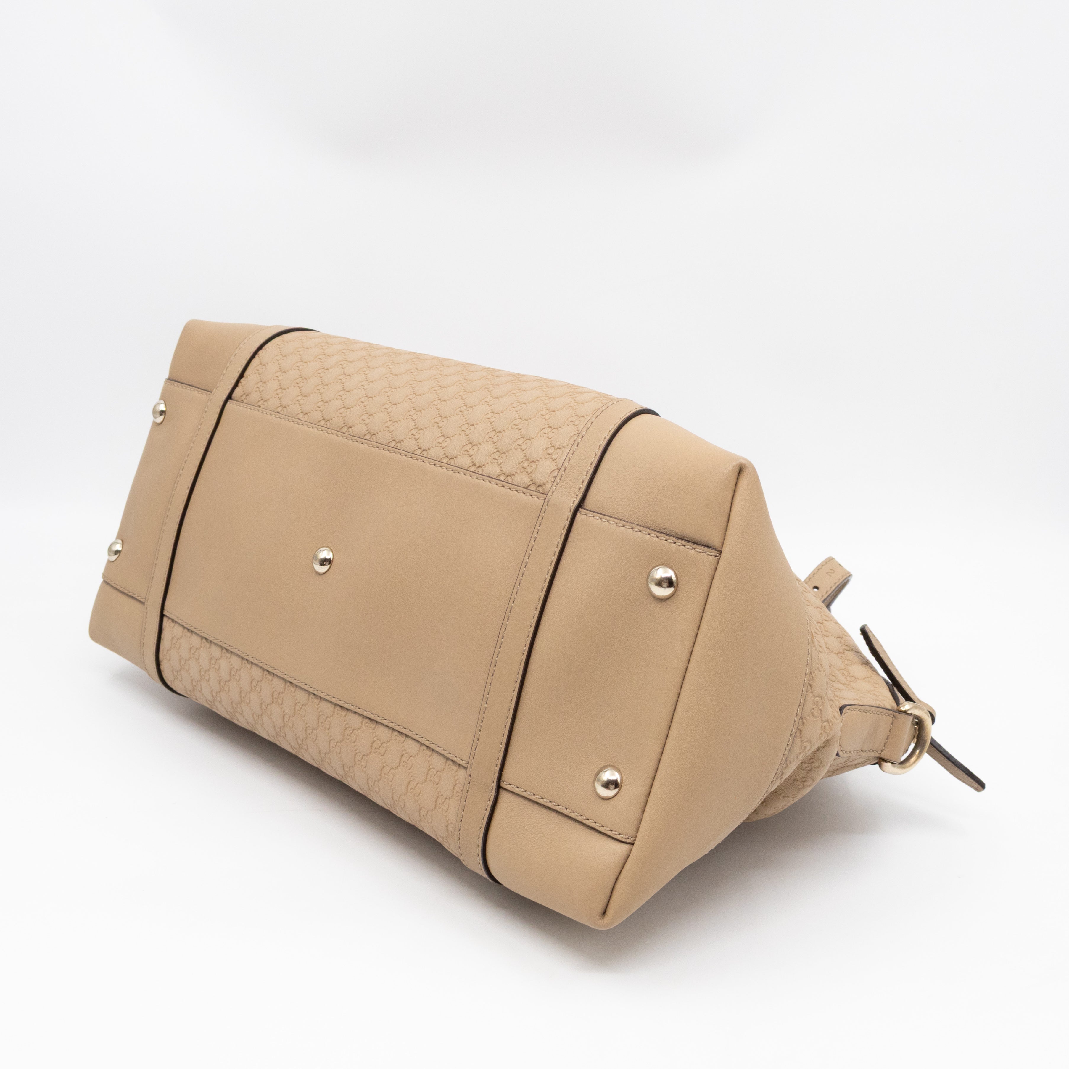 Nice Top Handle Bag Beige Microguccissima Leather