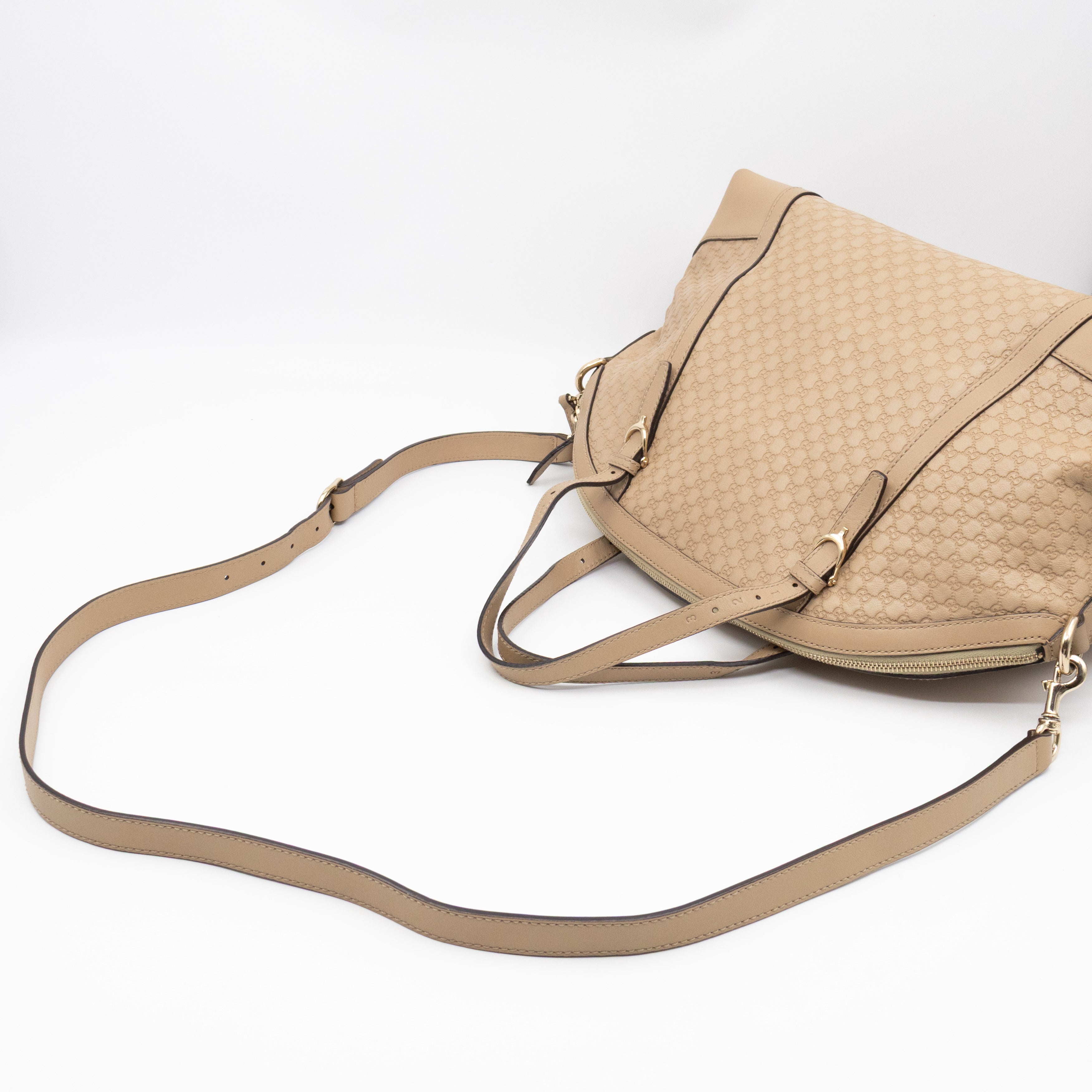 Nice Top Handle Bag Beige Microguccissima Leather
