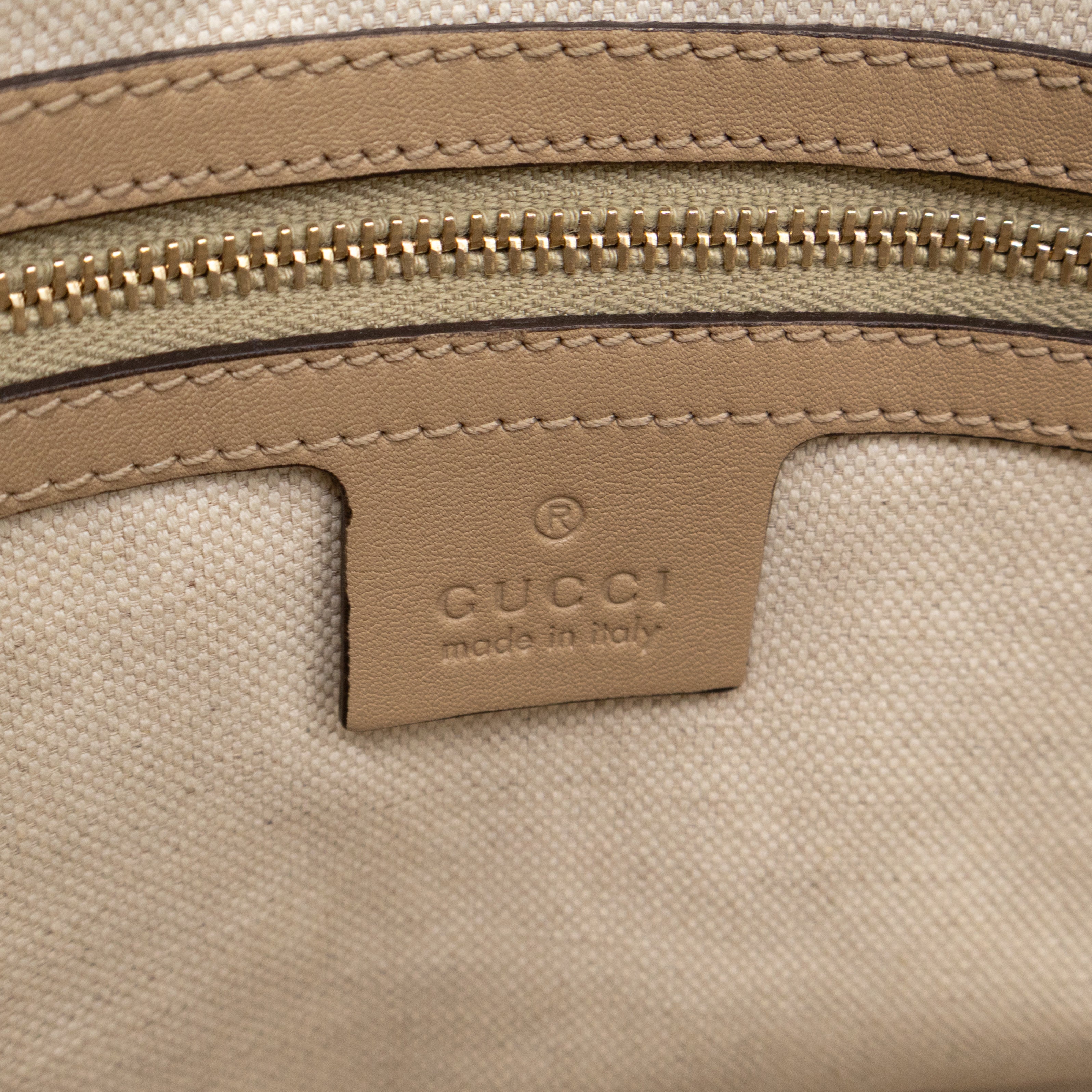 Nice Top Handle Bag Beige Microguccissima Leather