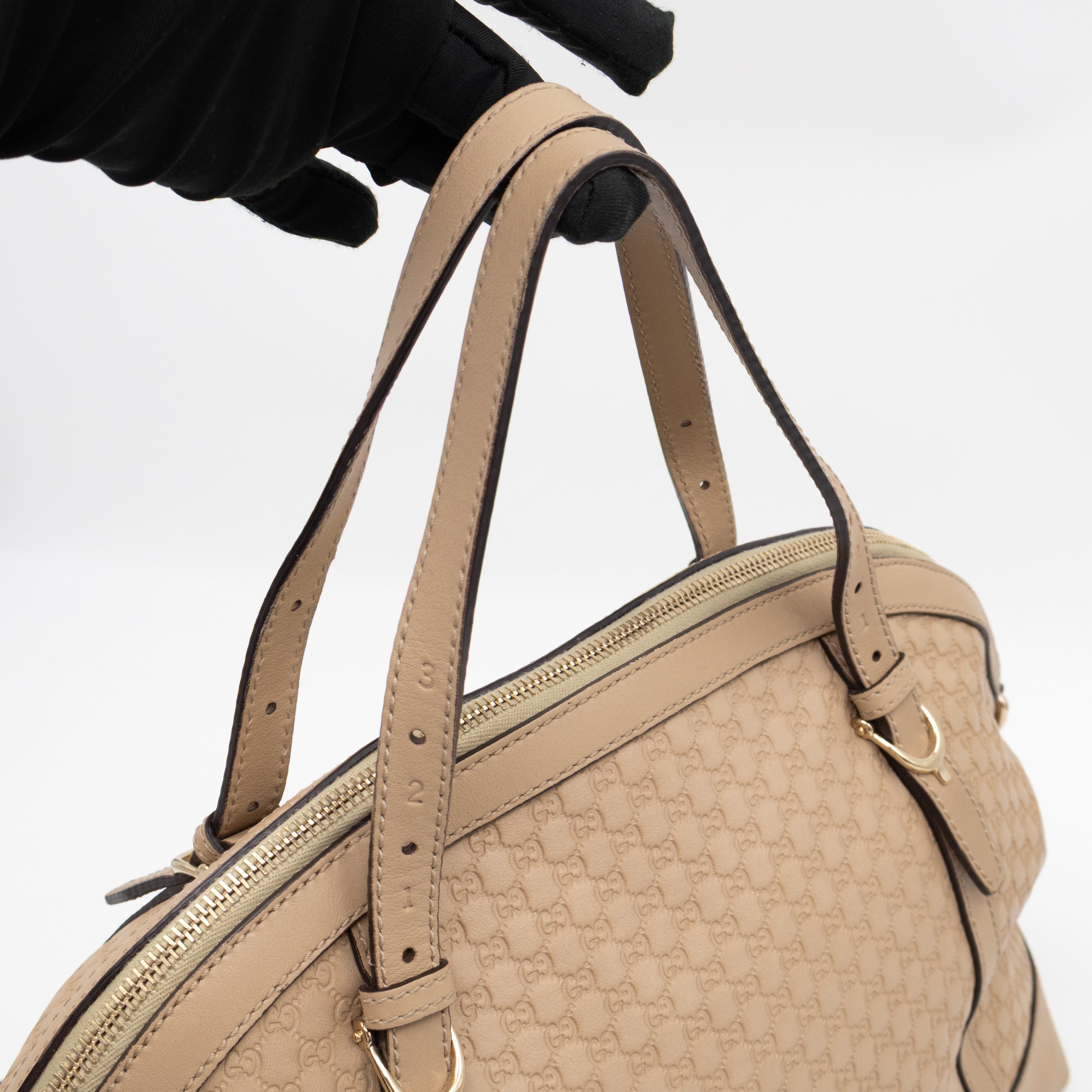 Nice Top Handle Bag Beige Microguccissima Leather