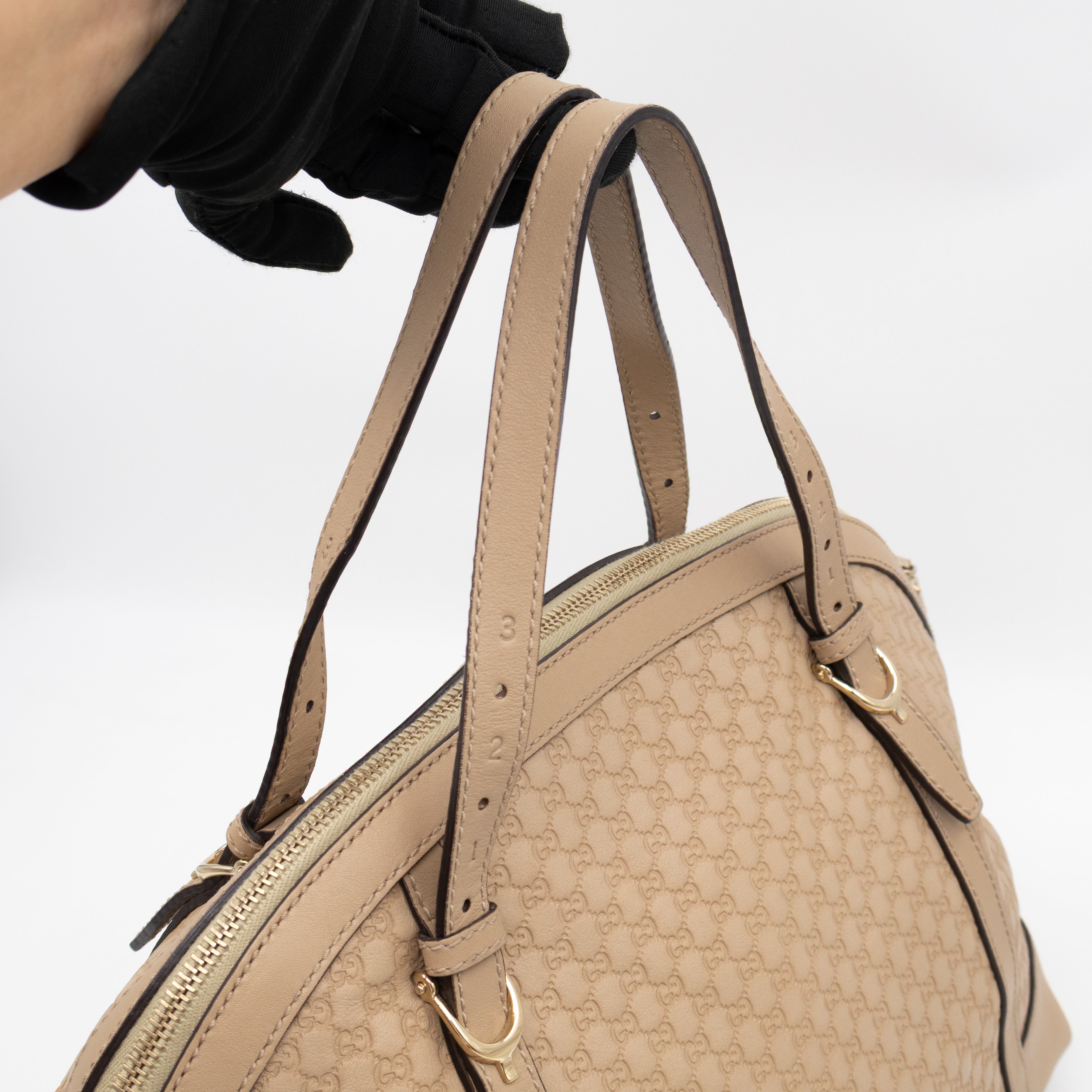 Nice Top Handle Bag Beige Microguccissima Leather