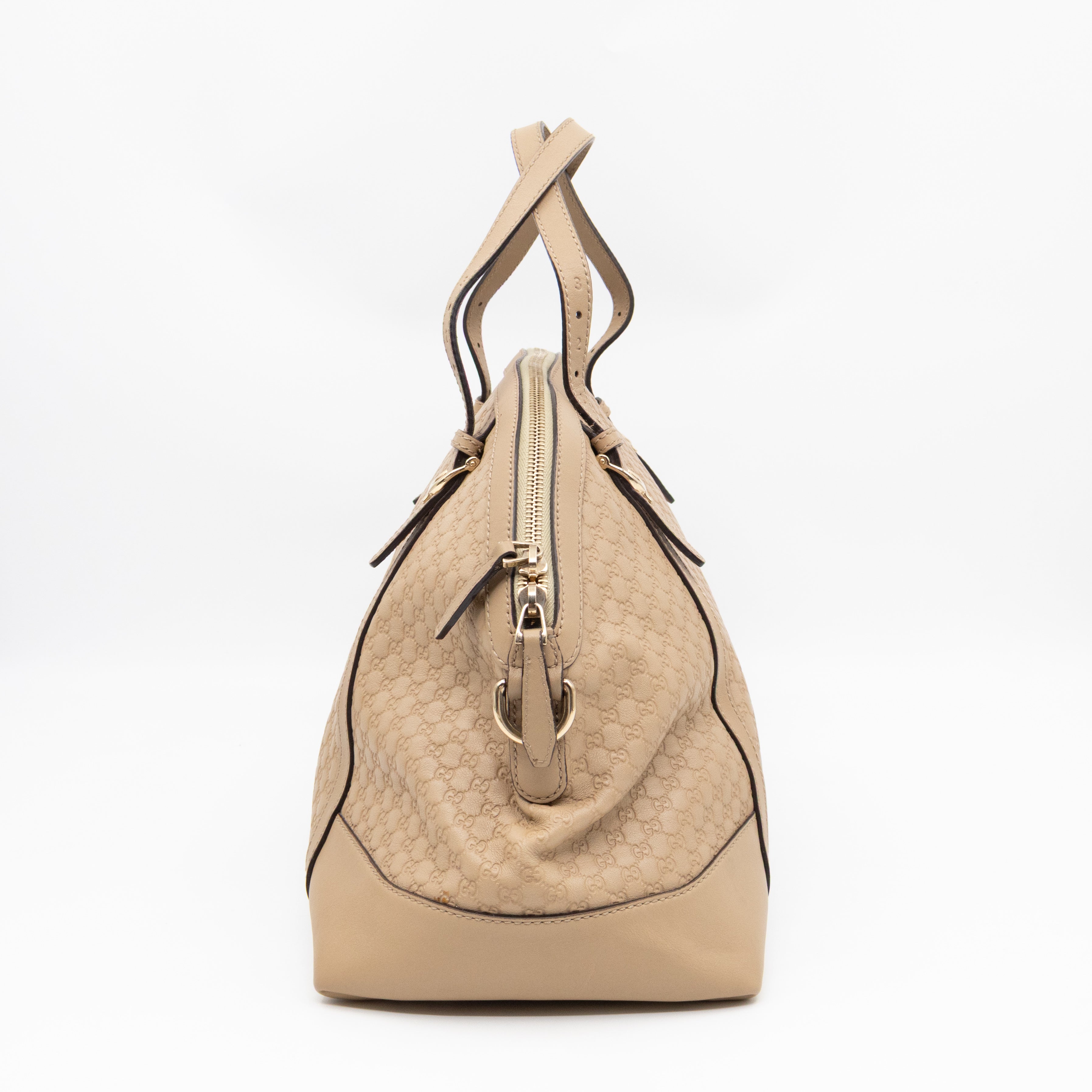 Nice Top Handle Bag Beige Microguccissima Leather