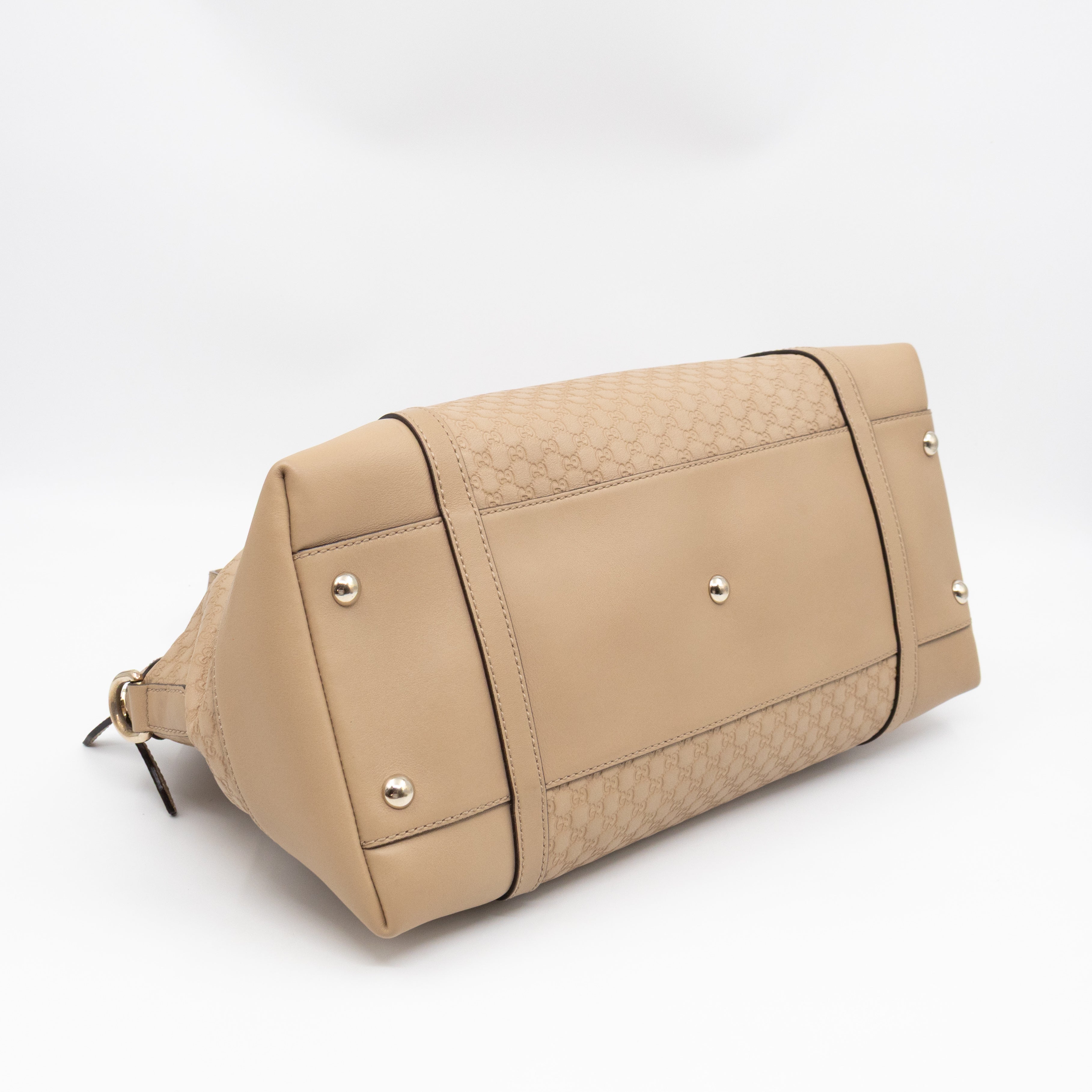 Nice Top Handle Bag Beige Microguccissima Leather