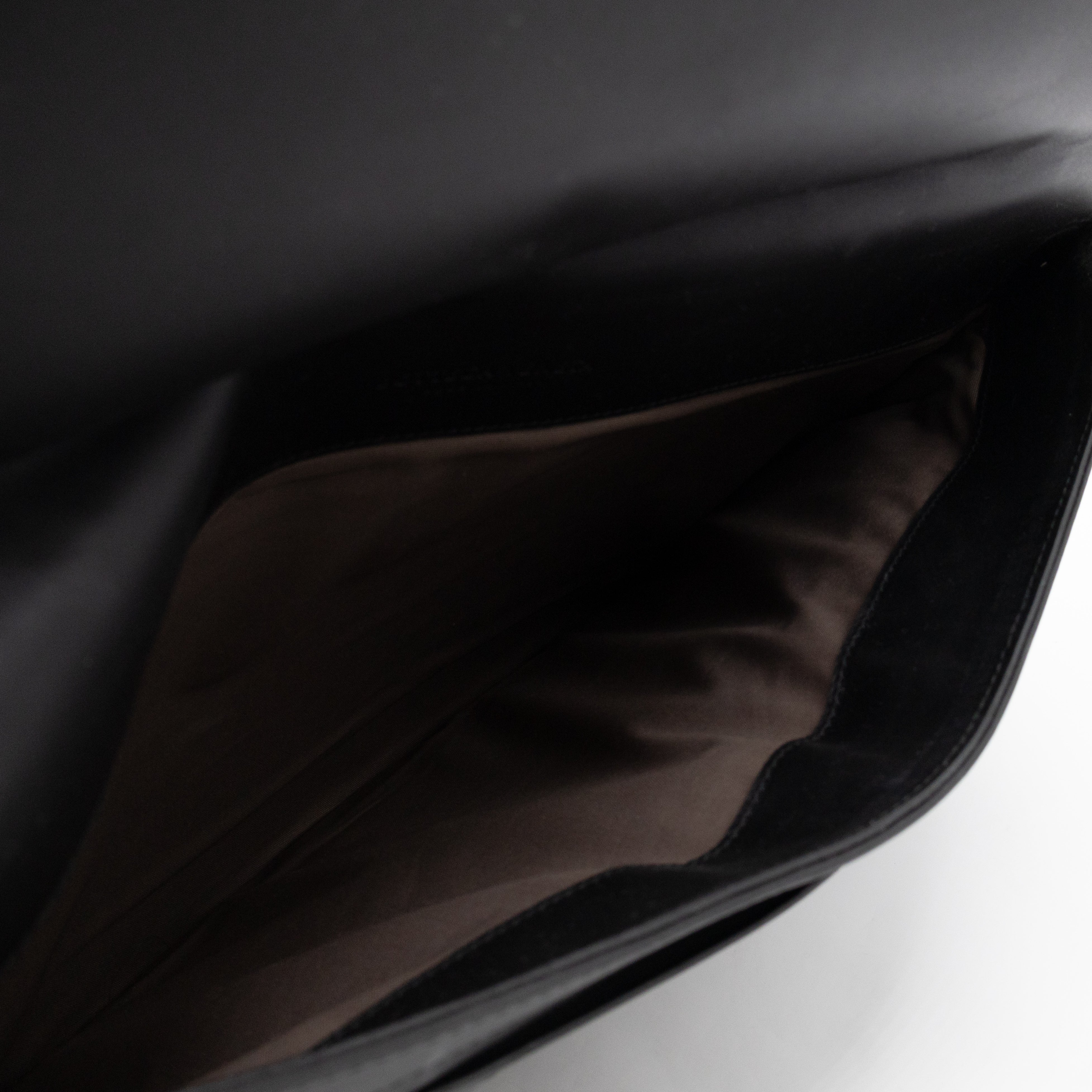 Document Case Black Intrecciato Leather