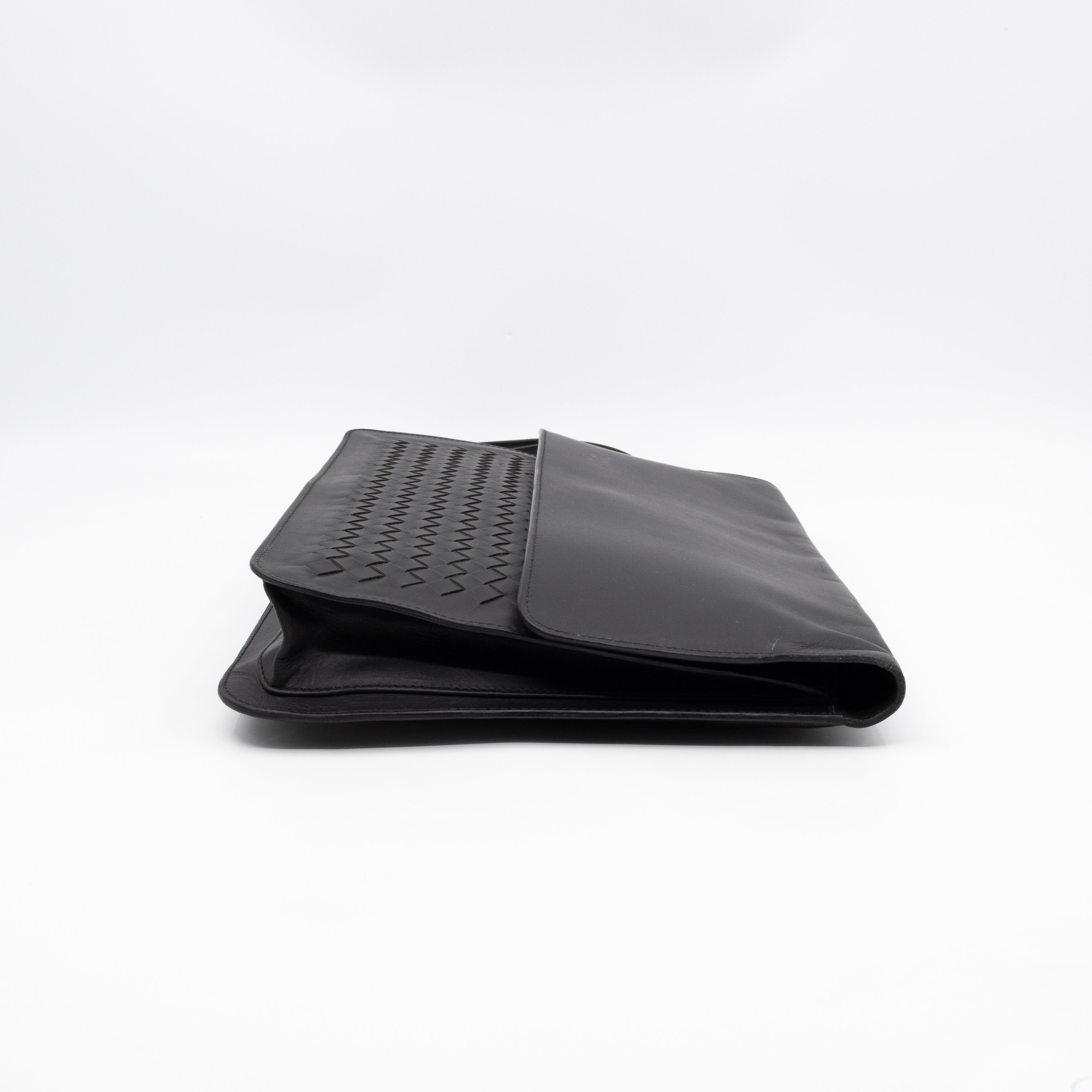 Document Case Black Intrecciato Leather