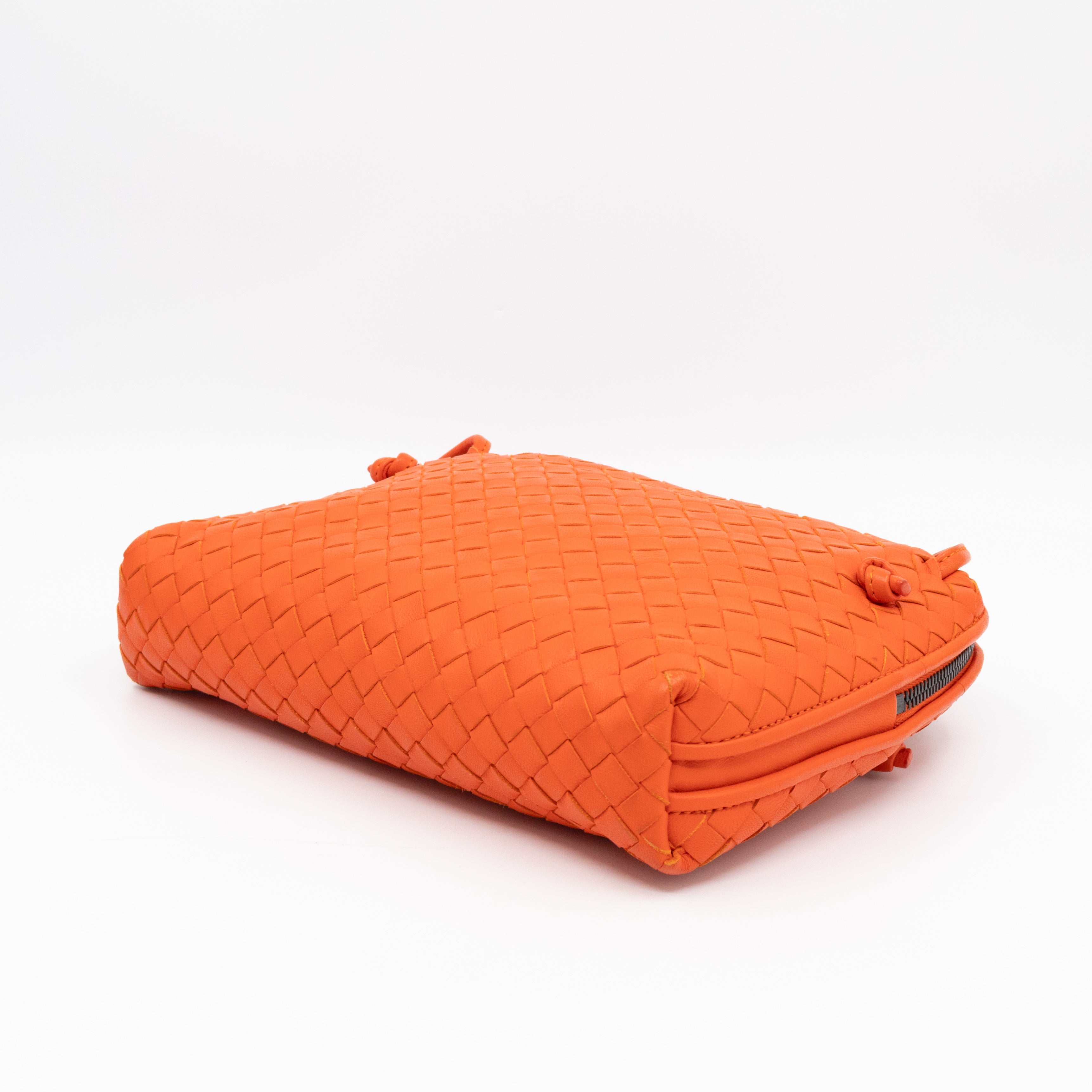 Nodini Crossbody Intrecciato Woven Orange Nappa Leather